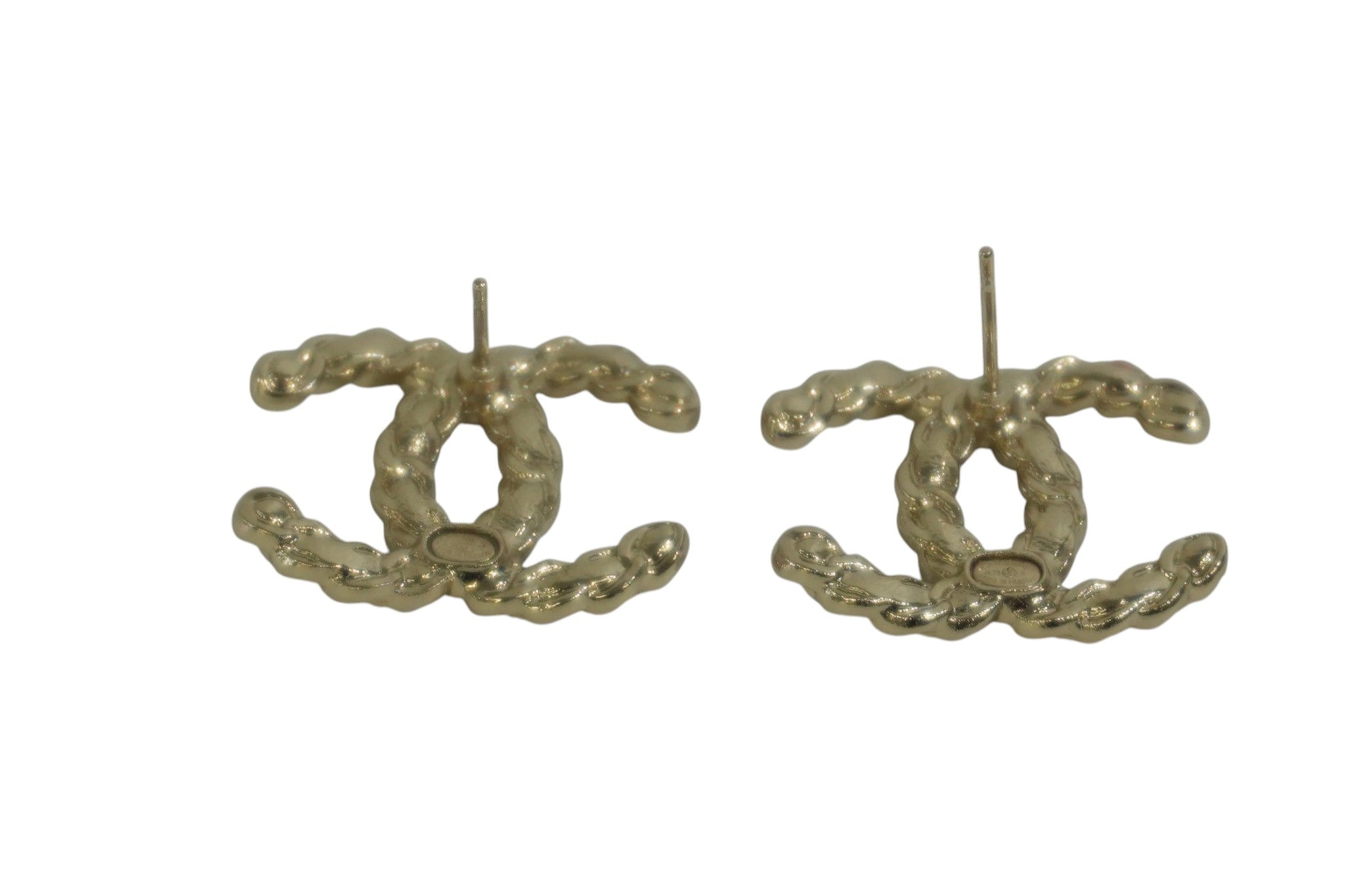 Pre-owned Chanel CC Earrings Black and Gold