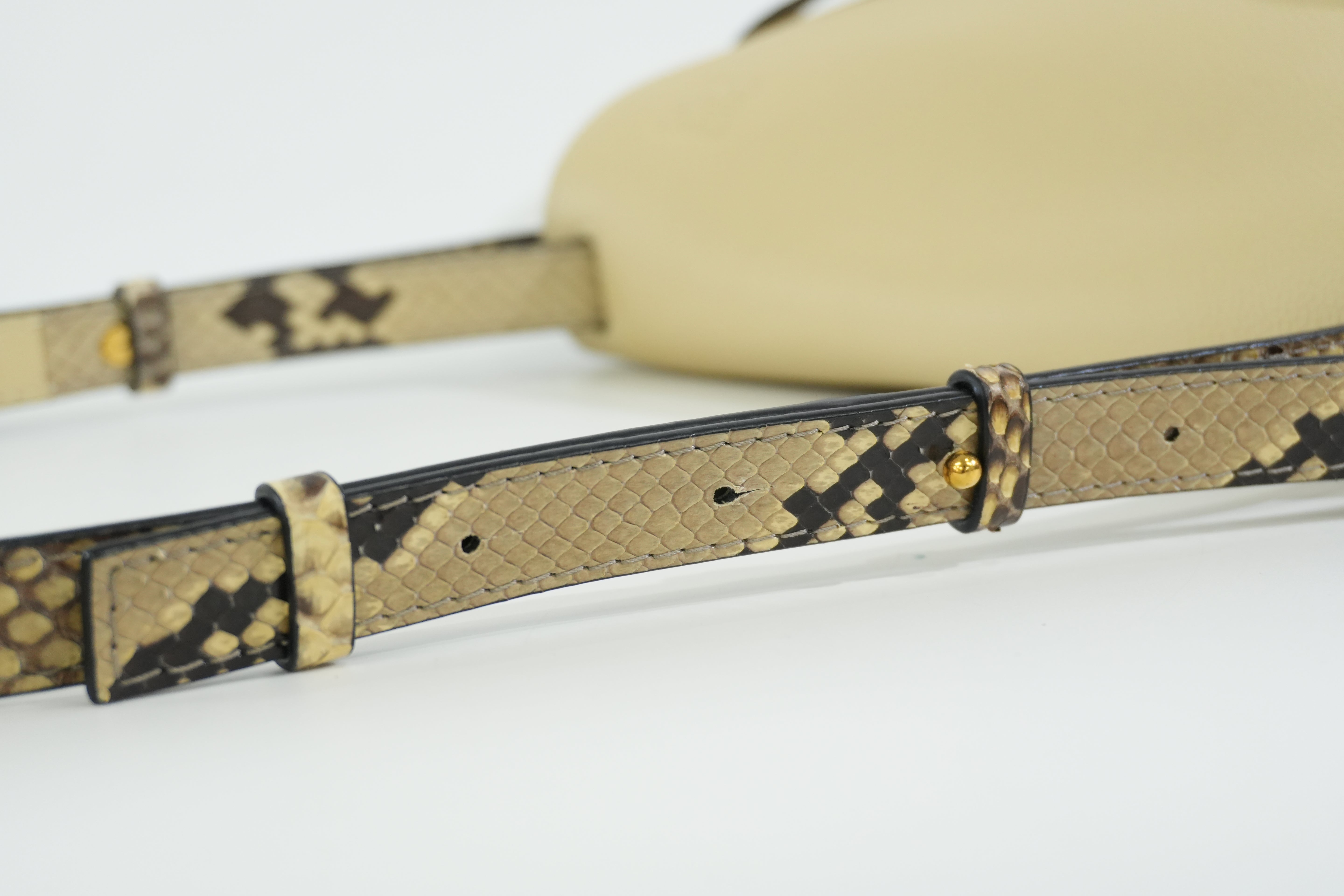 Pre-owned Loewe Gate Snakeskin Print Shoulder Bag Ivory