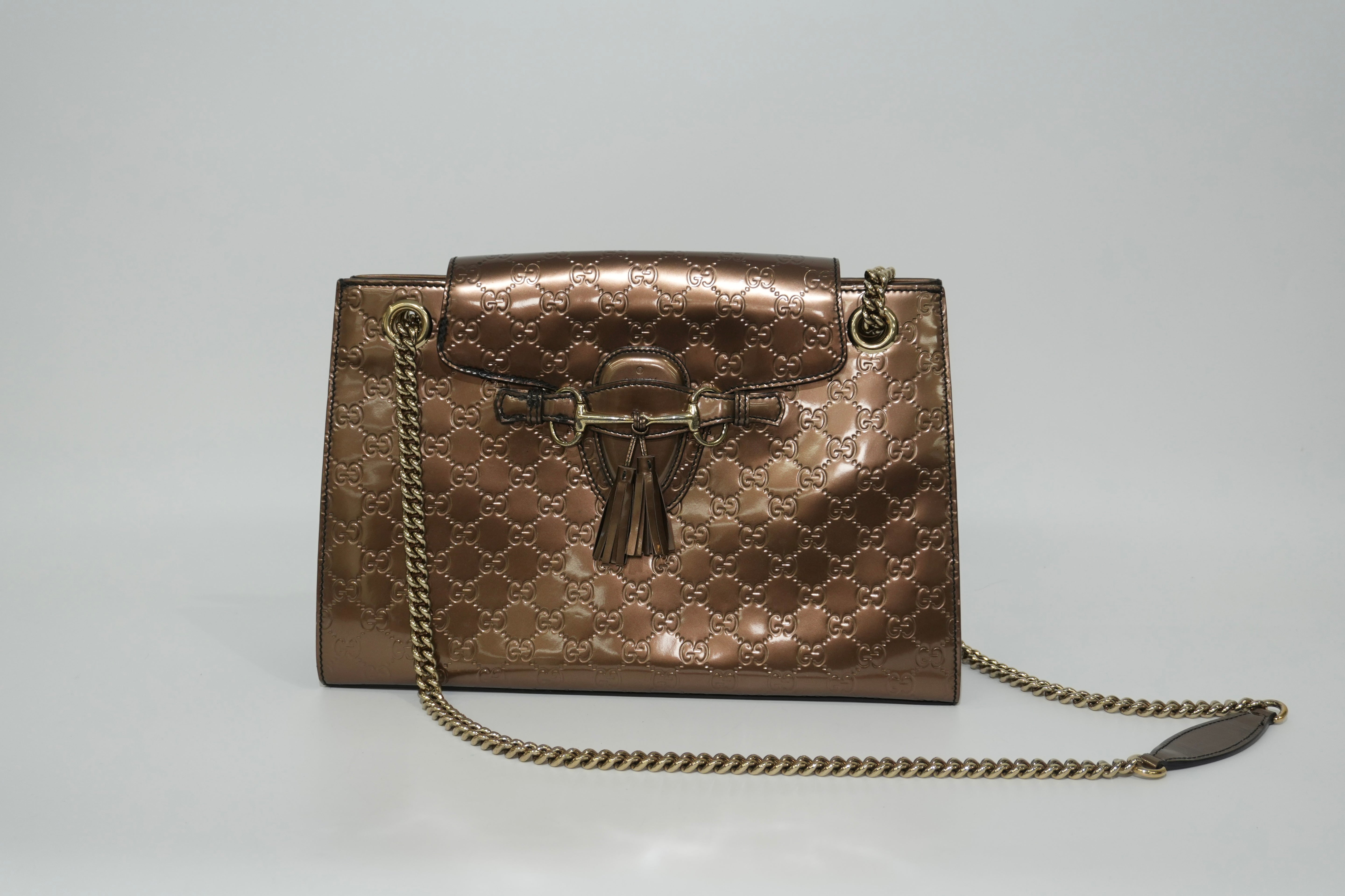 Pre-owned Gucci Emily Chain Shoulder Bag Bronze