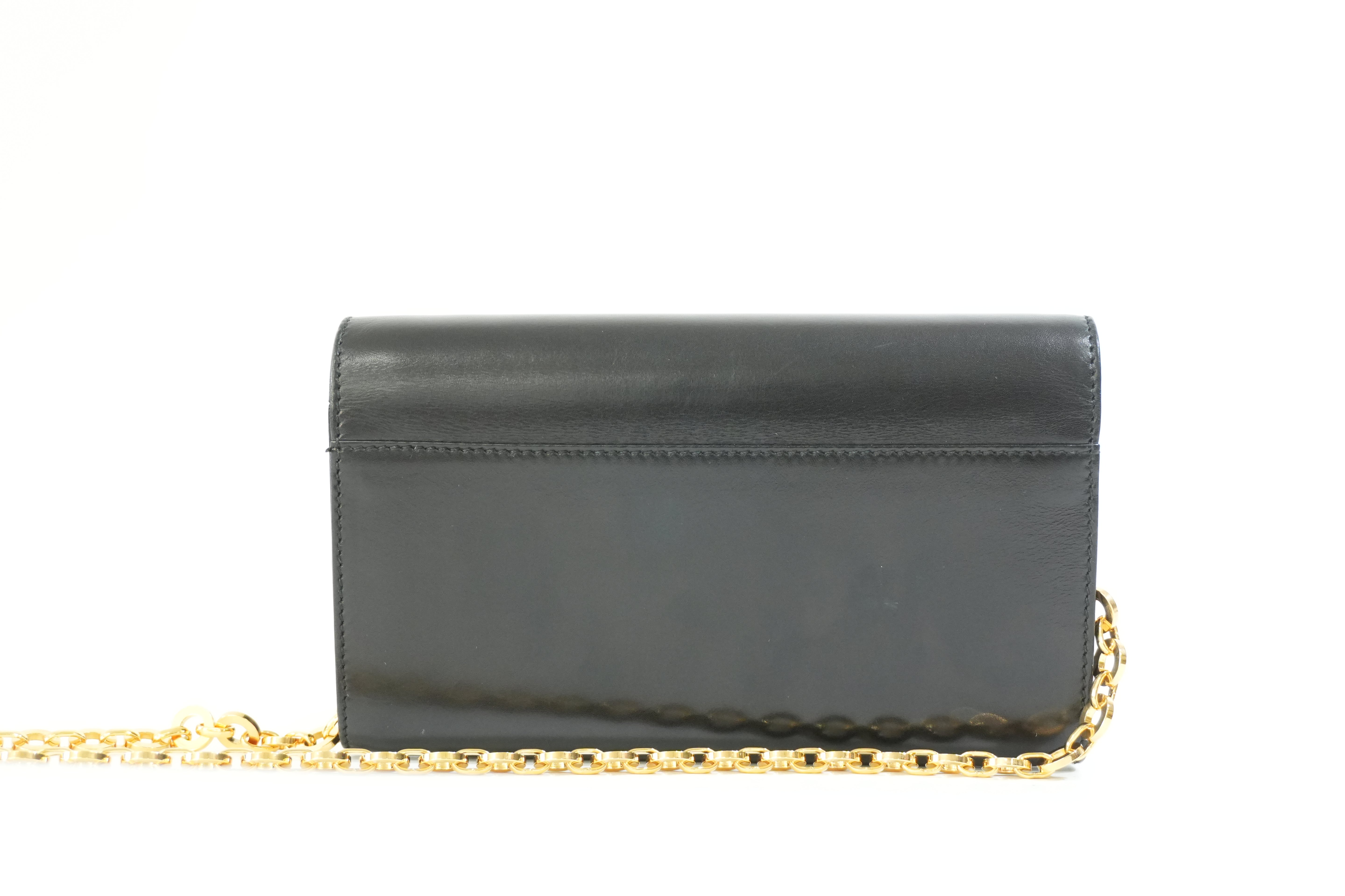 Pre-owned Ferragamo Ribbon Chain Crossbody Bag Black
