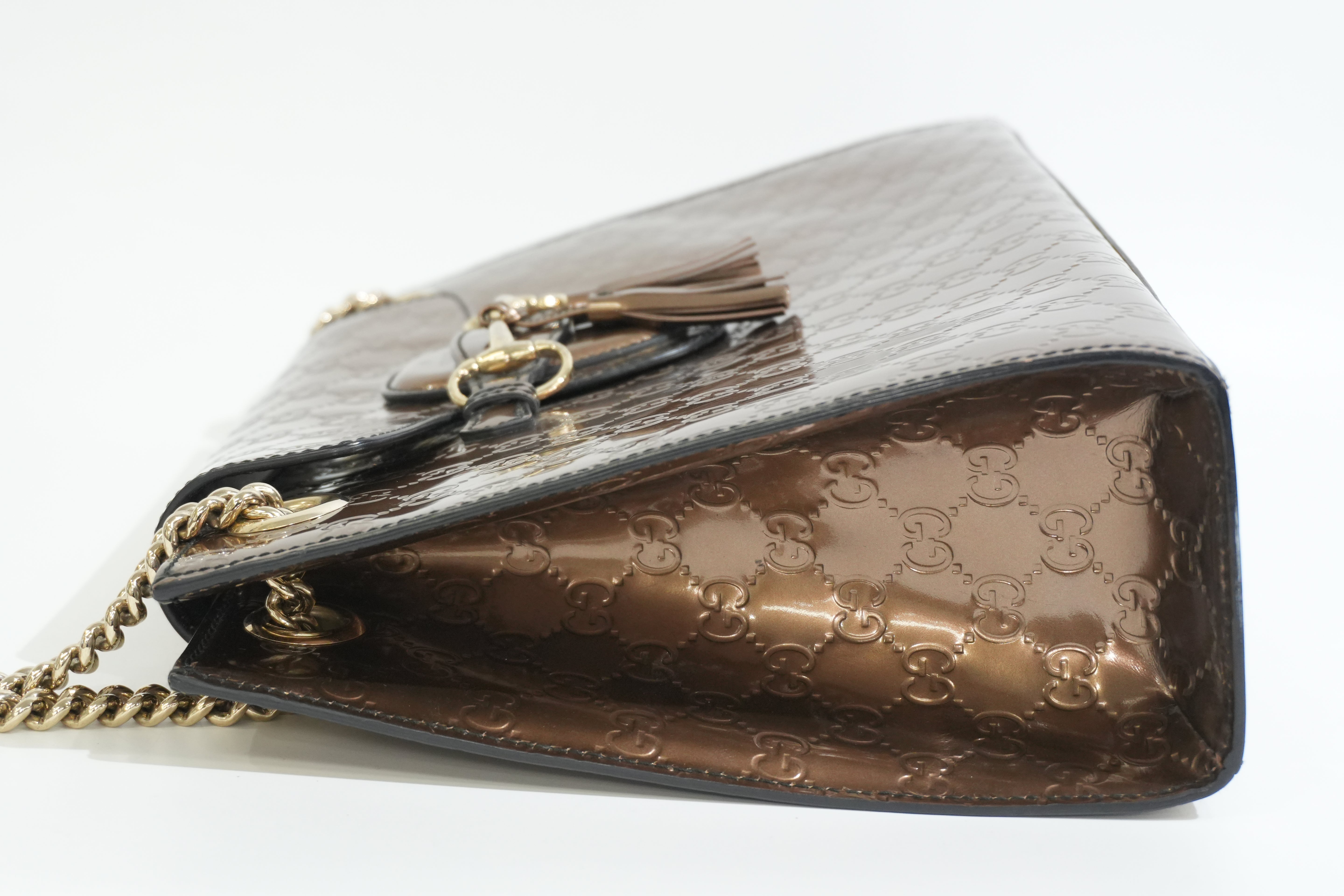 Pre-owned Gucci Emily Chain Shoulder Bag Bronze