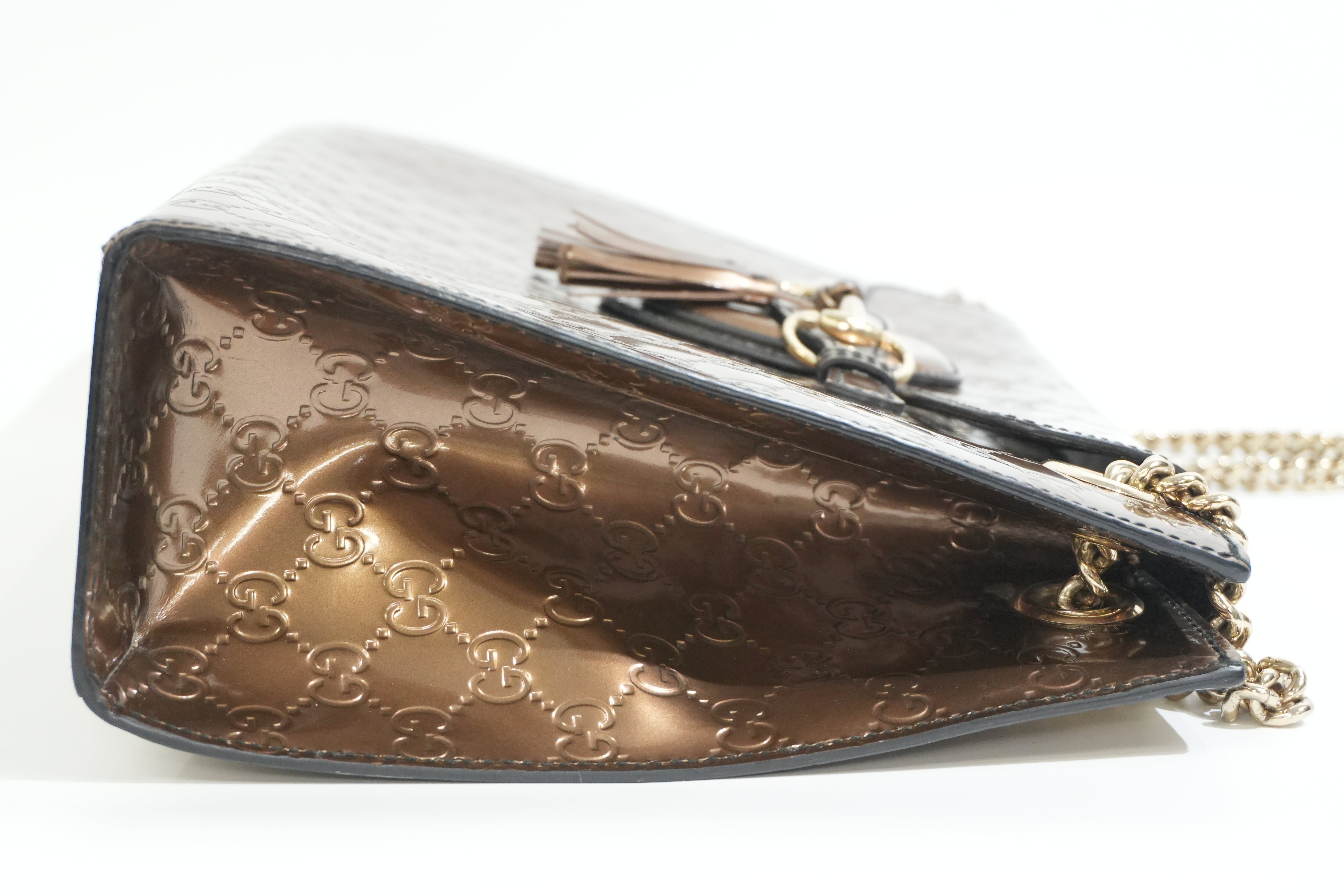 Pre-owned Gucci Emily Chain Shoulder Bag Bronze