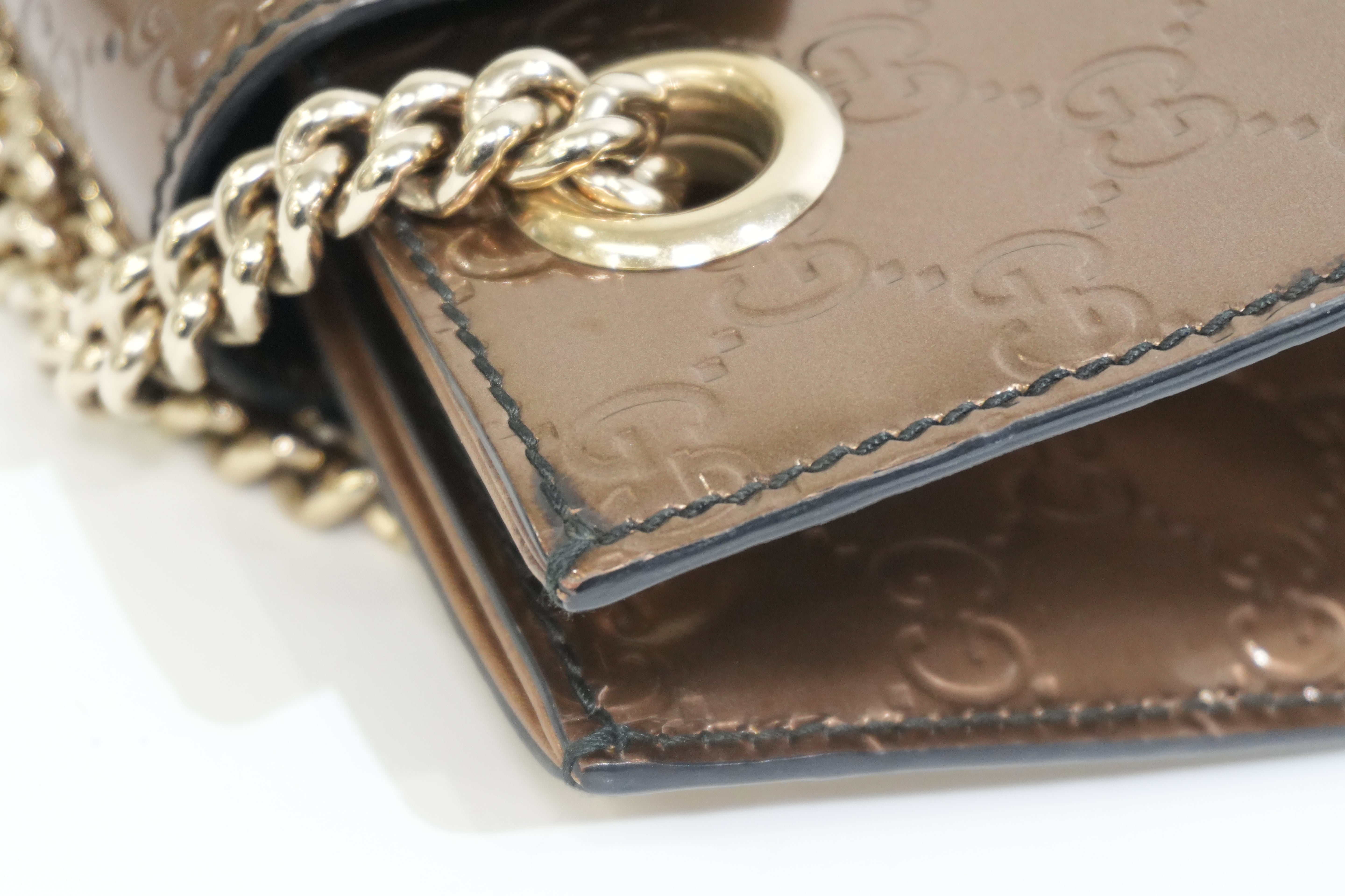 Pre-owned Gucci Emily Chain Shoulder Bag Bronze