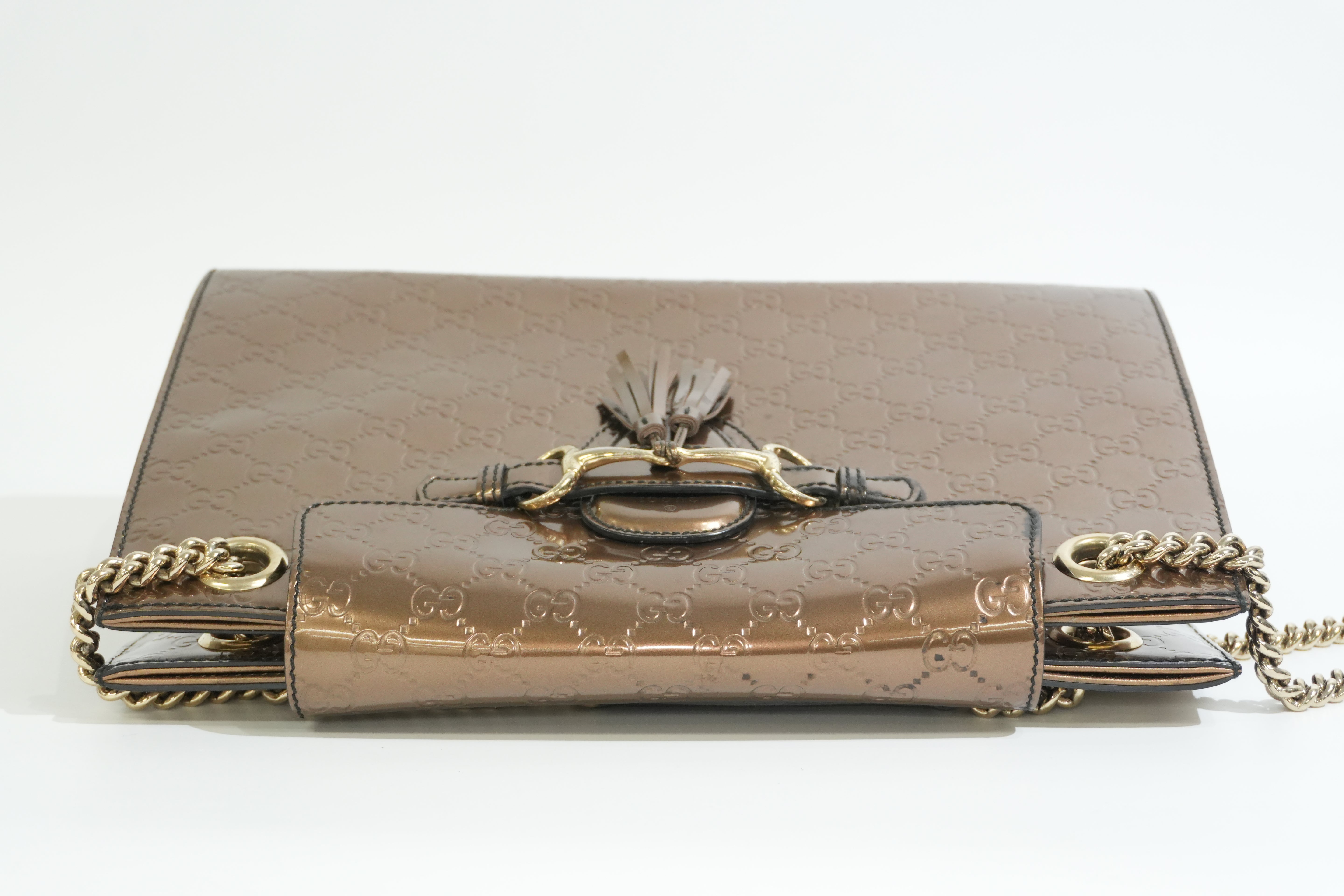 Pre-owned Gucci Emily Chain Shoulder Bag Bronze