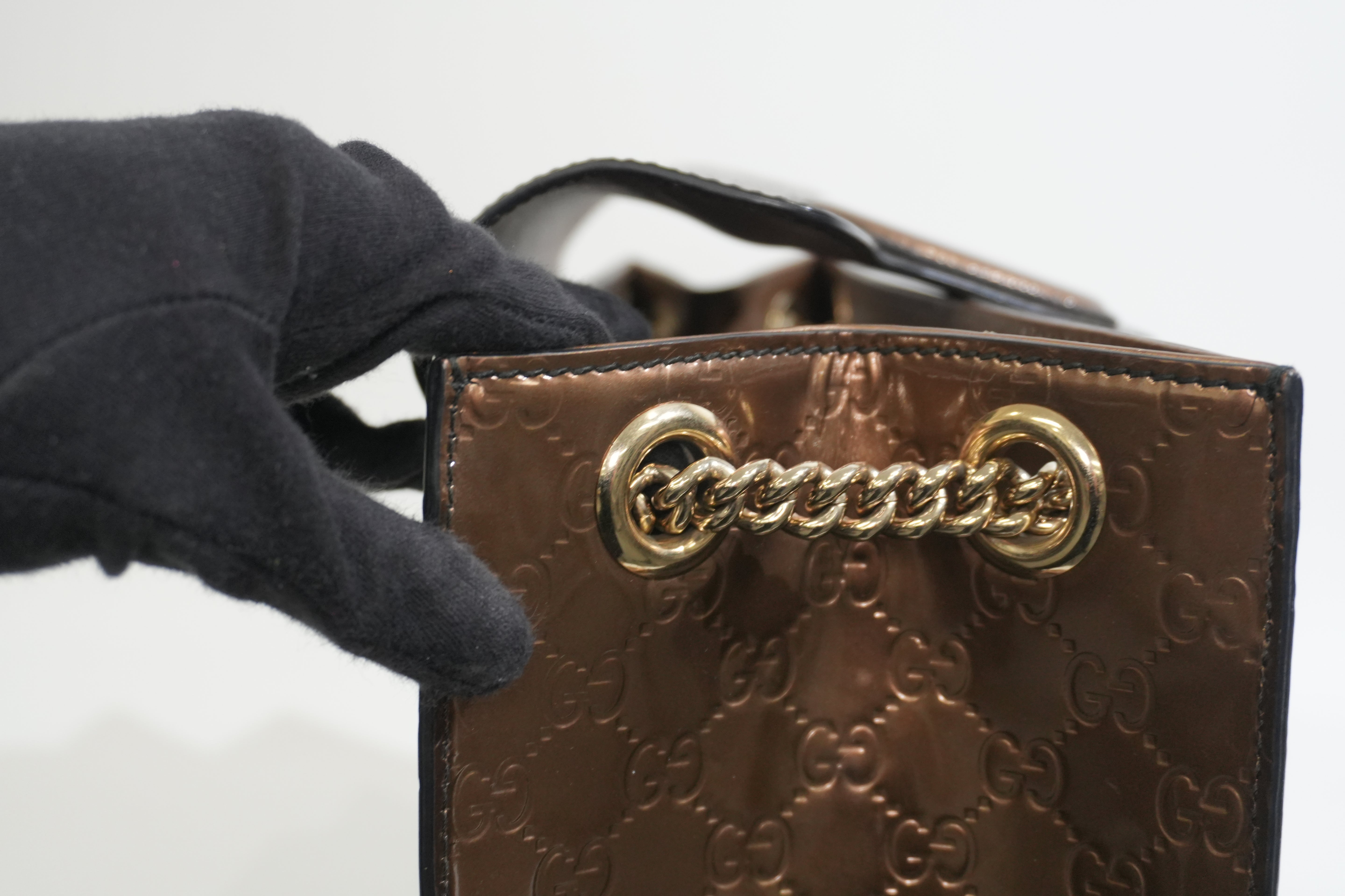 Pre-owned Gucci Emily Chain Shoulder Bag Bronze