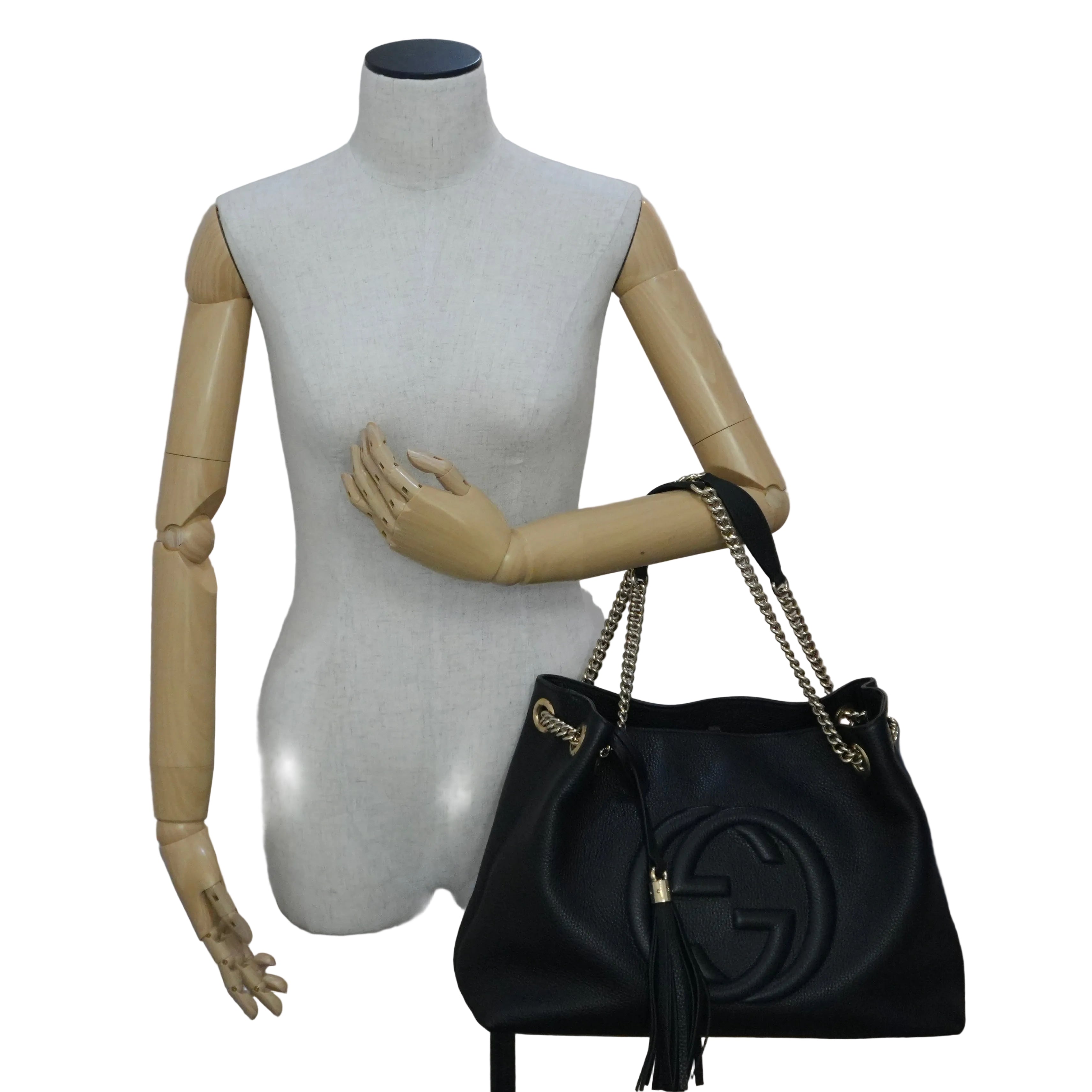 Pre-owned Gucci Soho Chain Tote Bag Black
