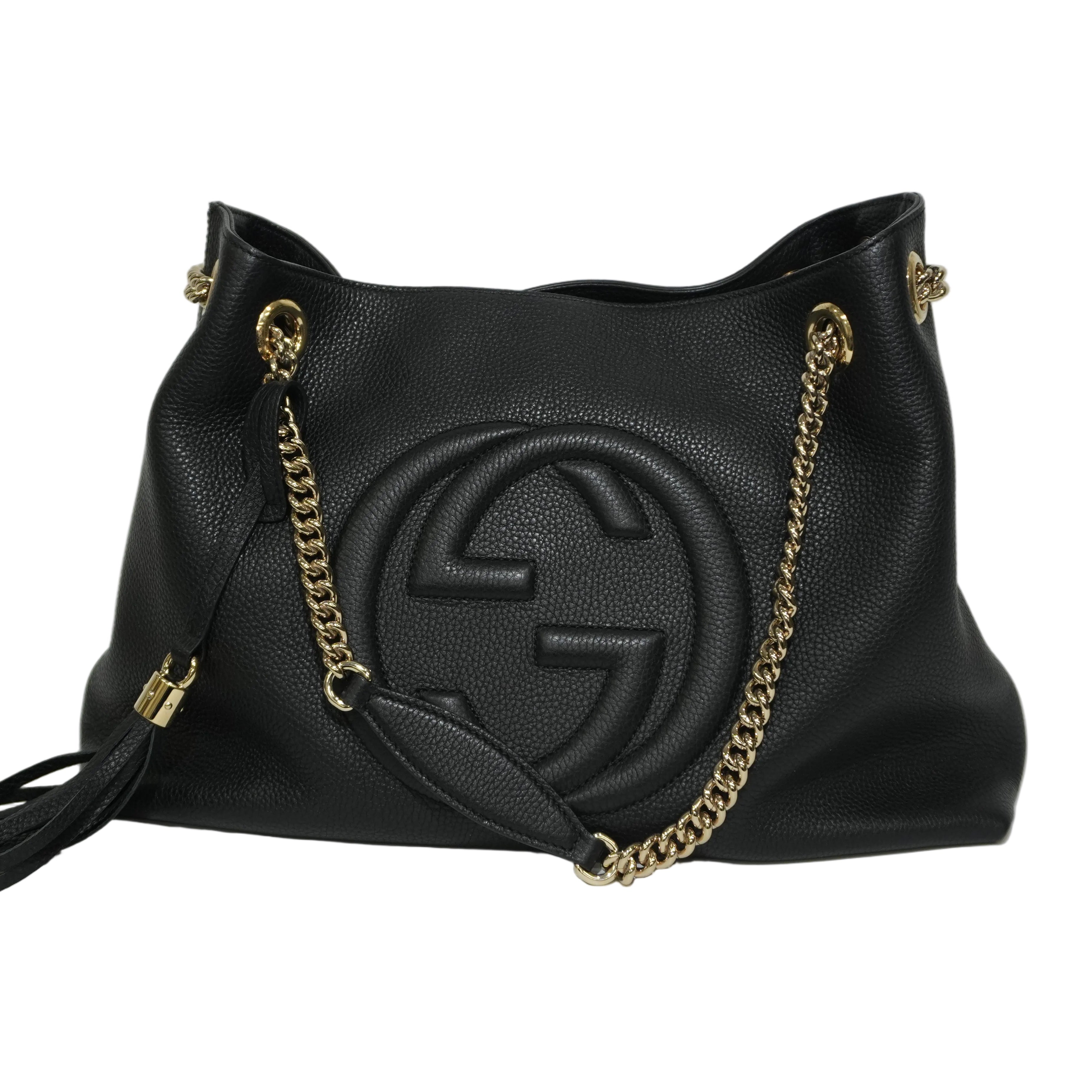 Pre-owned Gucci Soho Chain Tote Bag Black