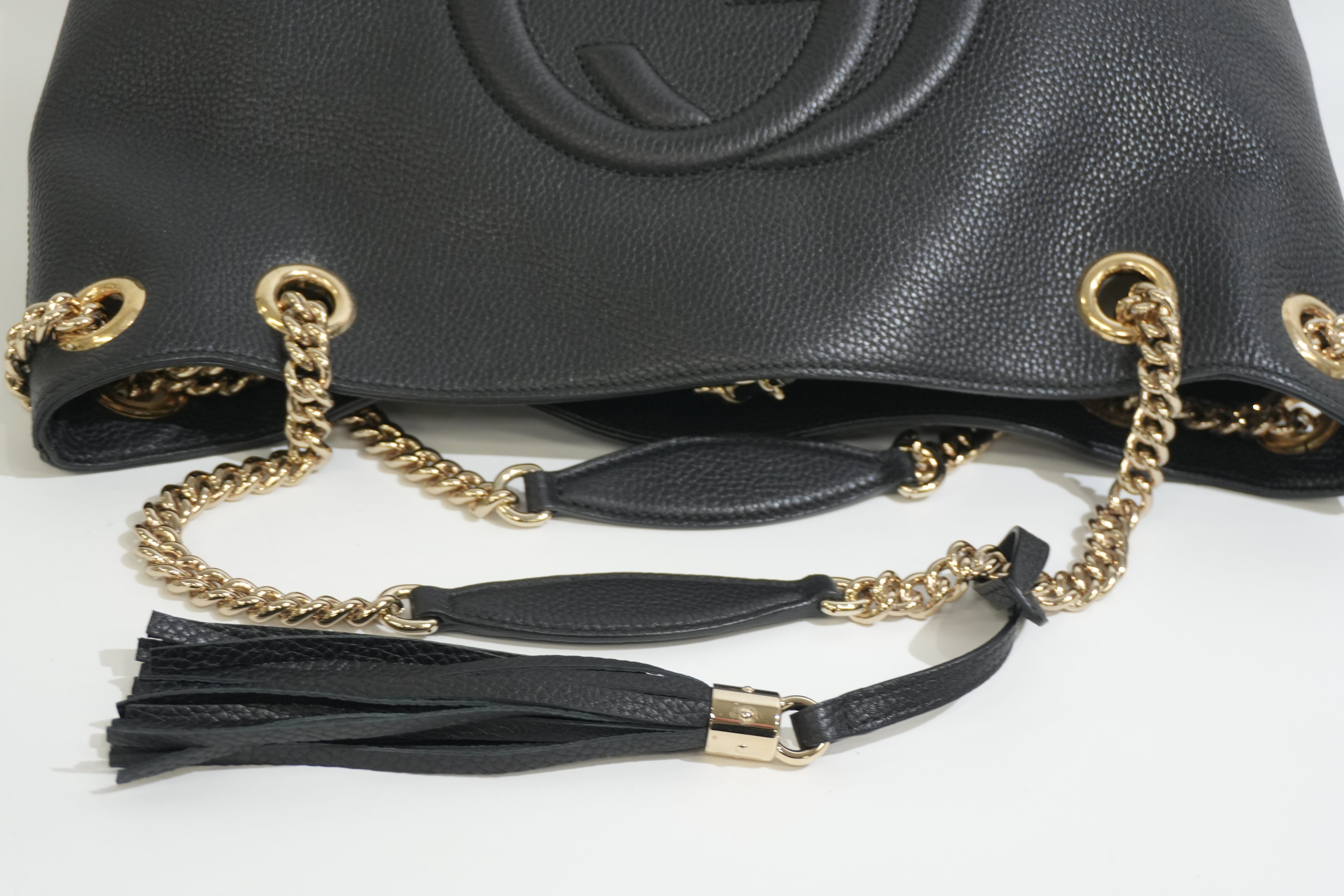 Pre-owned Gucci Soho Chain Tote Bag Black