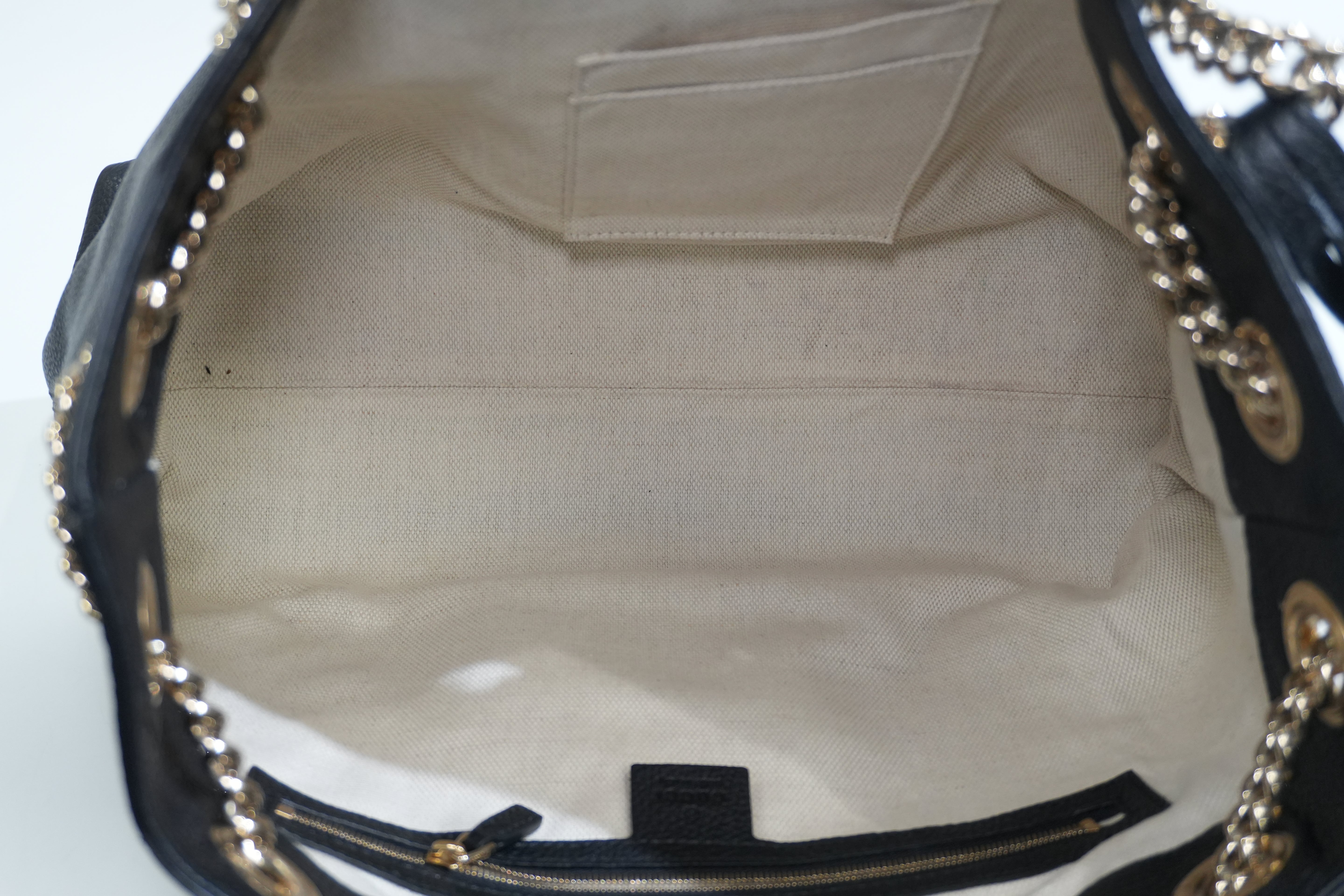 Pre-owned Gucci Soho Chain Tote Bag Black