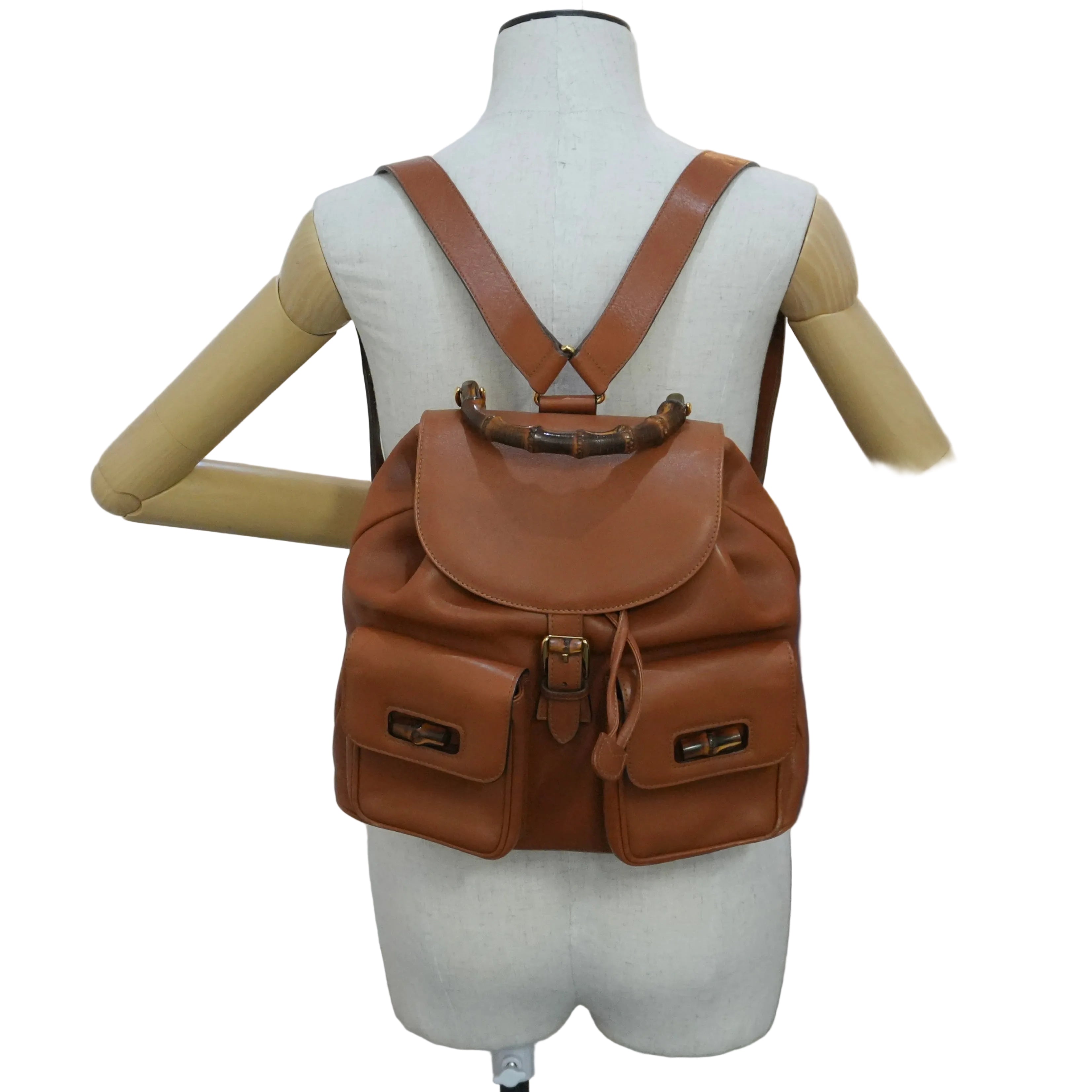 Pre-owned Gucci Bamboo Backpack Brown