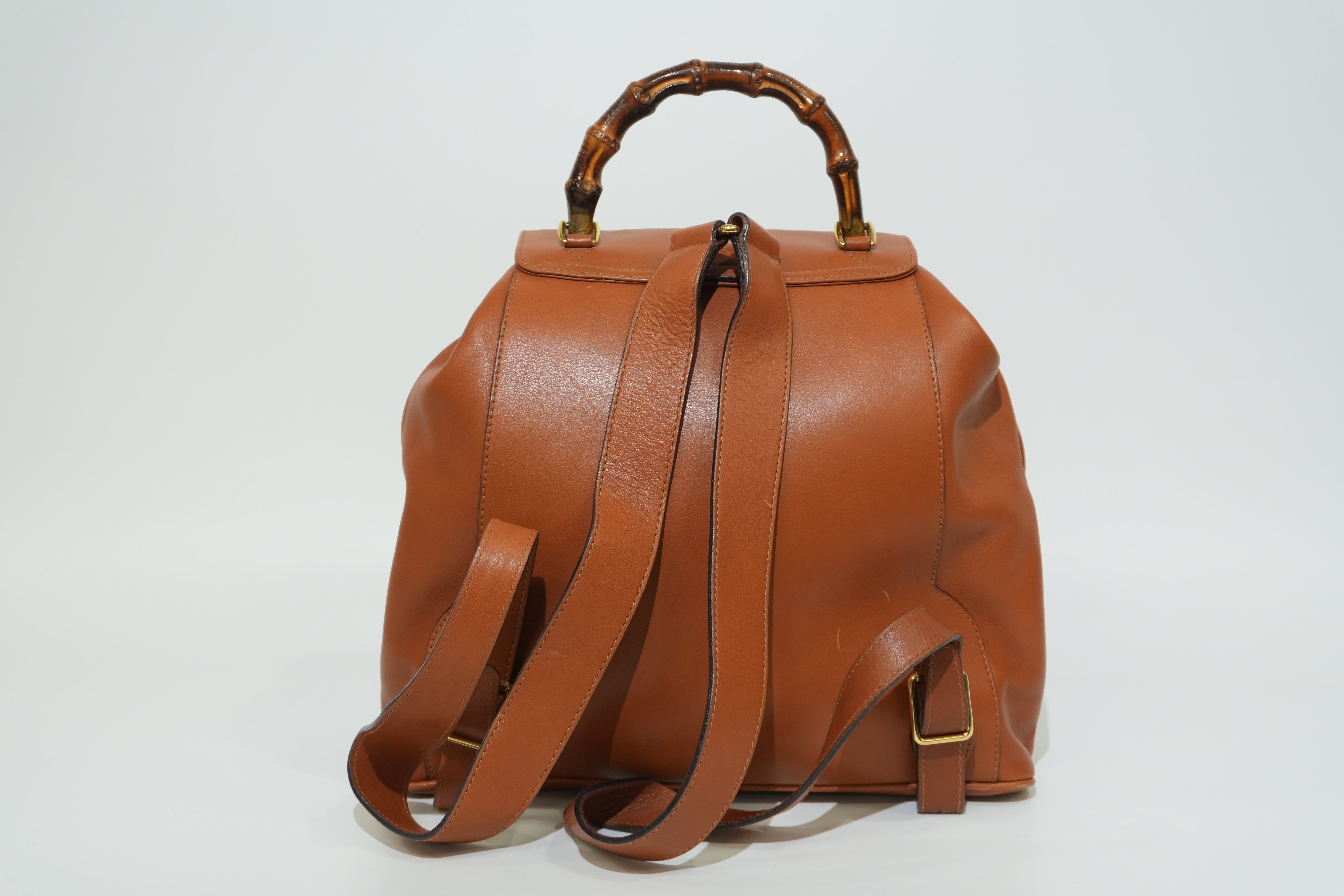 Pre-owned Gucci Bamboo Backpack Brown