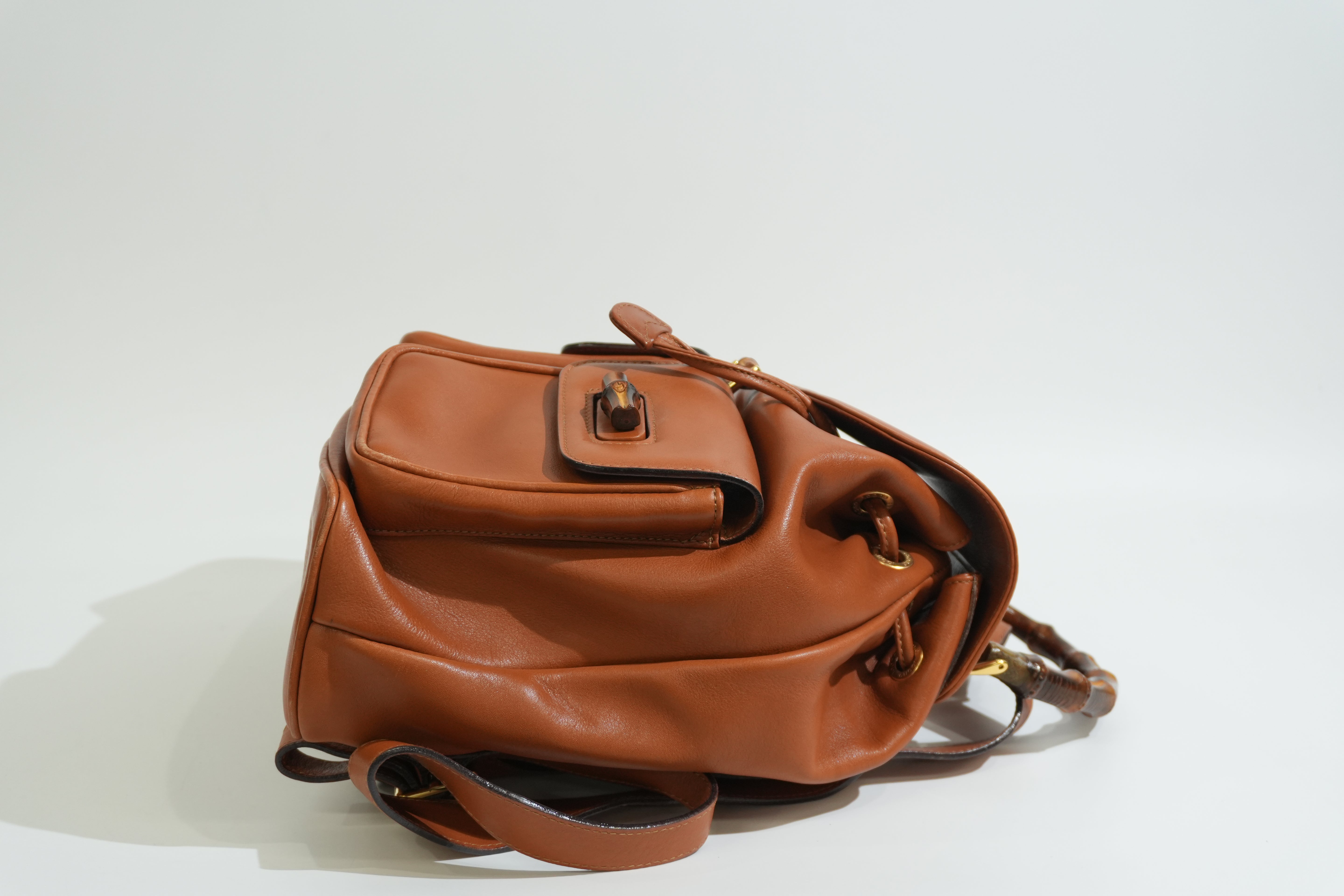 Pre-owned Gucci Bamboo Backpack Brown
