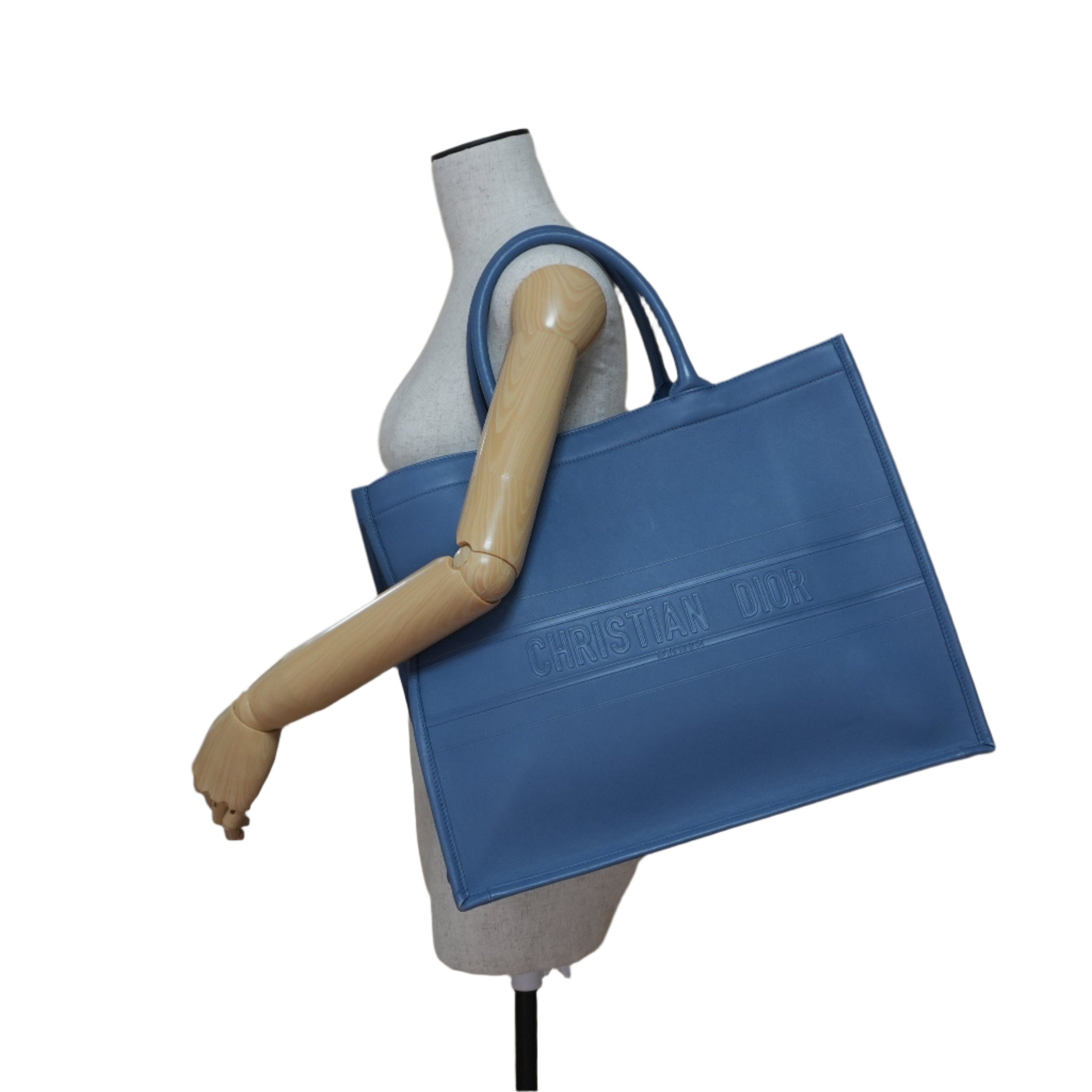 Dior Leather Book Tote Bag Indigo Used