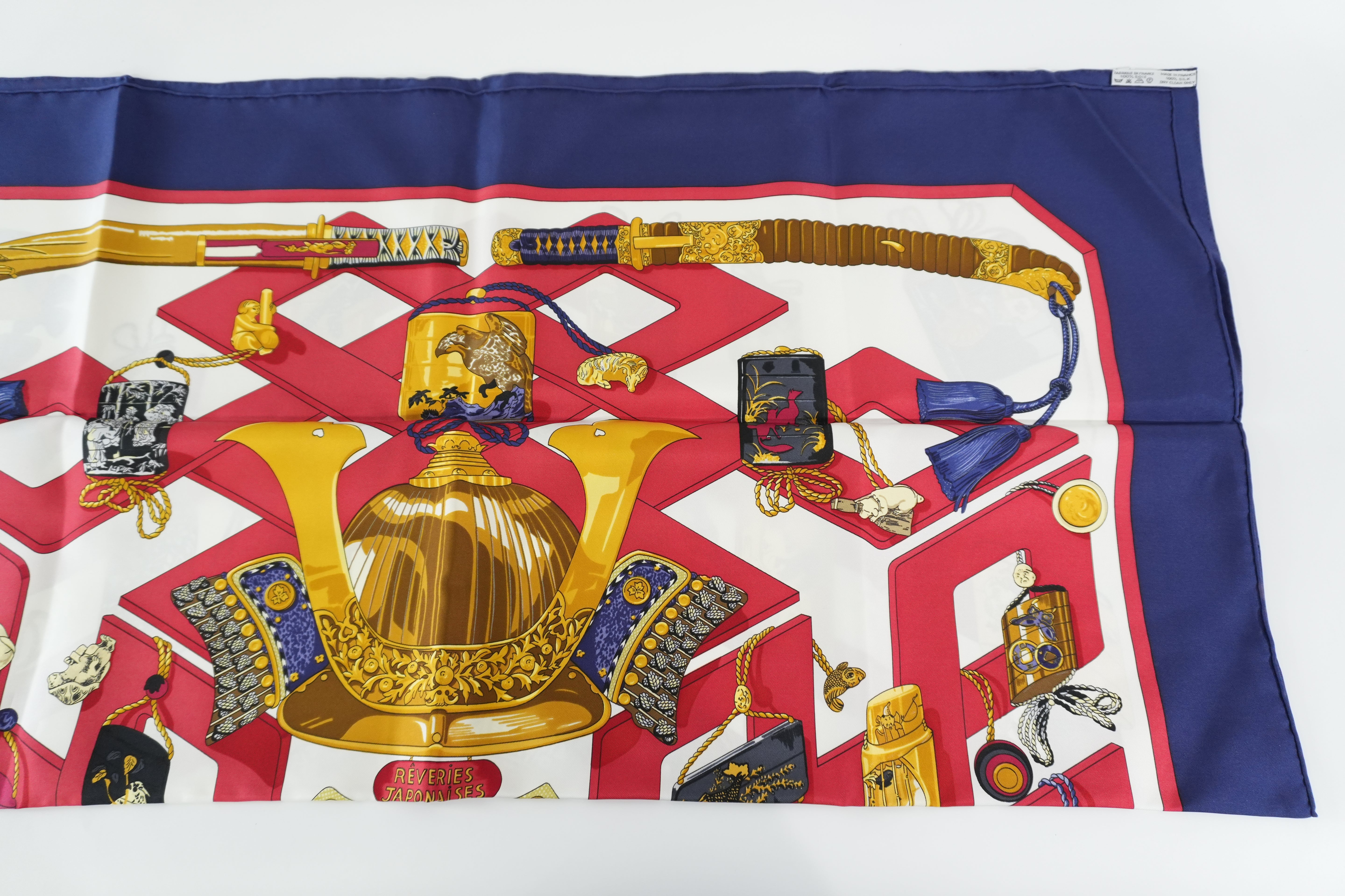 Pre-owned Hermes Scarf with Box Blue and Red
