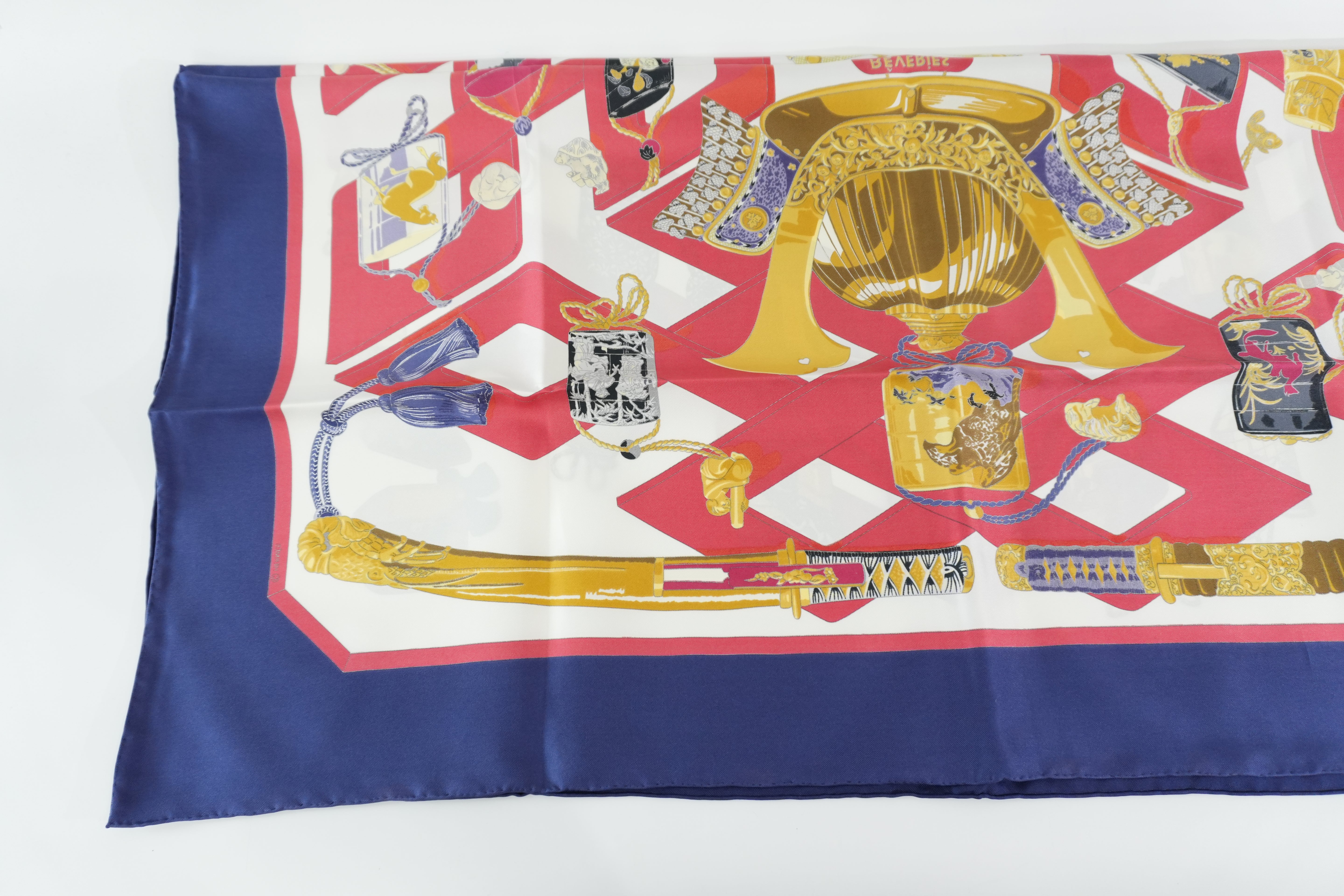 Pre-owned Hermes Scarf with Box Blue and Red