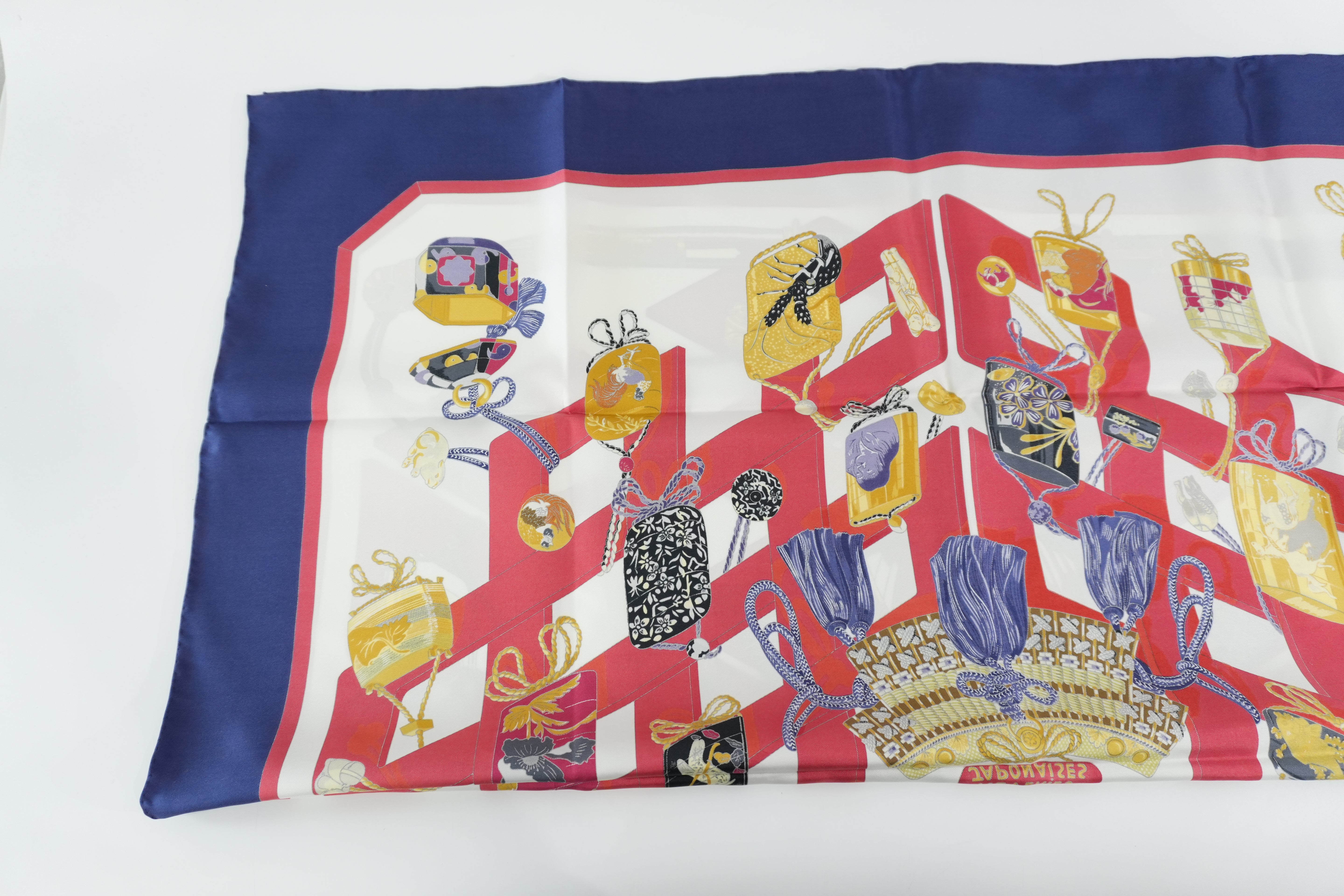 Pre-owned Hermes Scarf with Box Blue and Red