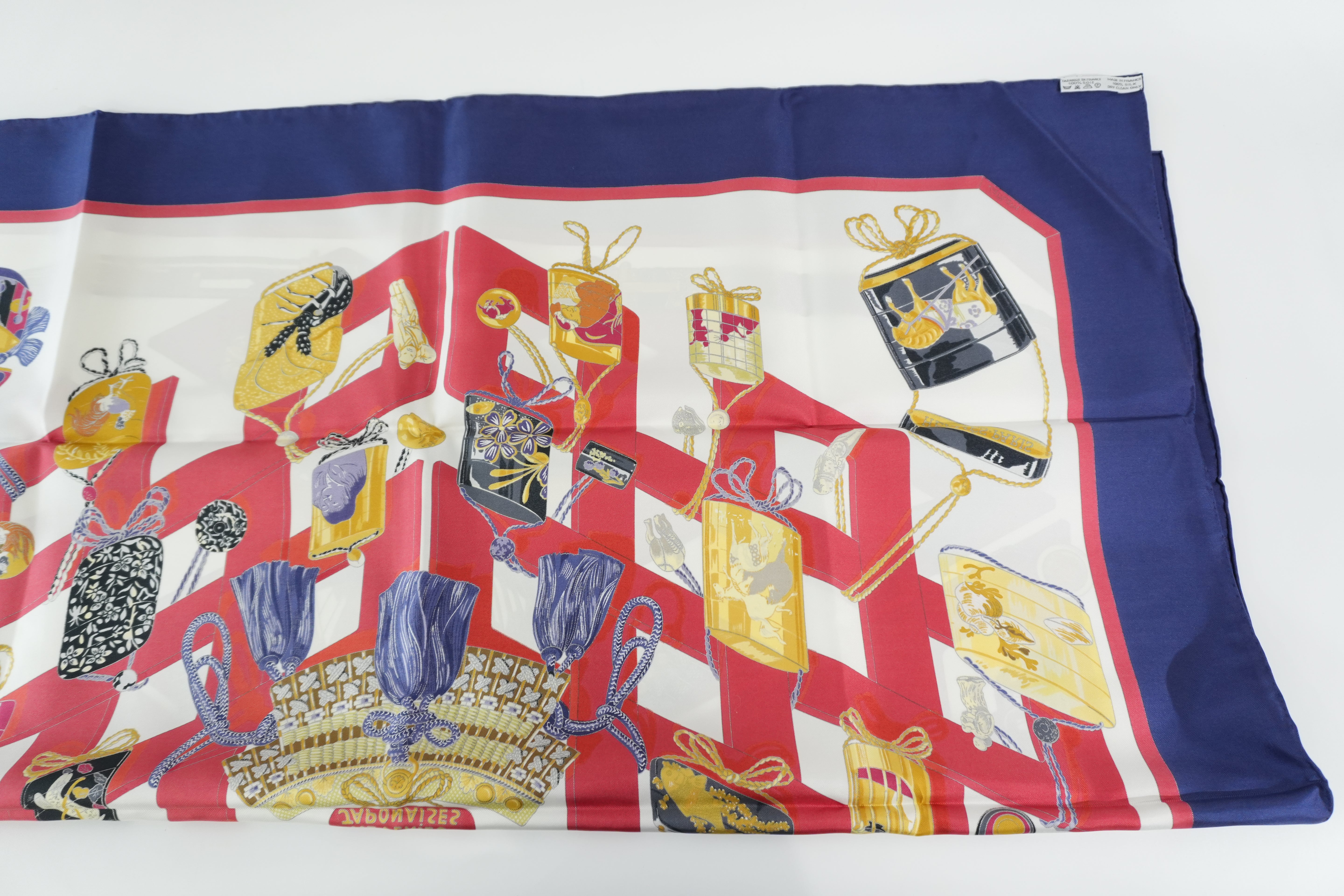 Pre-owned Hermes Scarf with Box Blue and Red