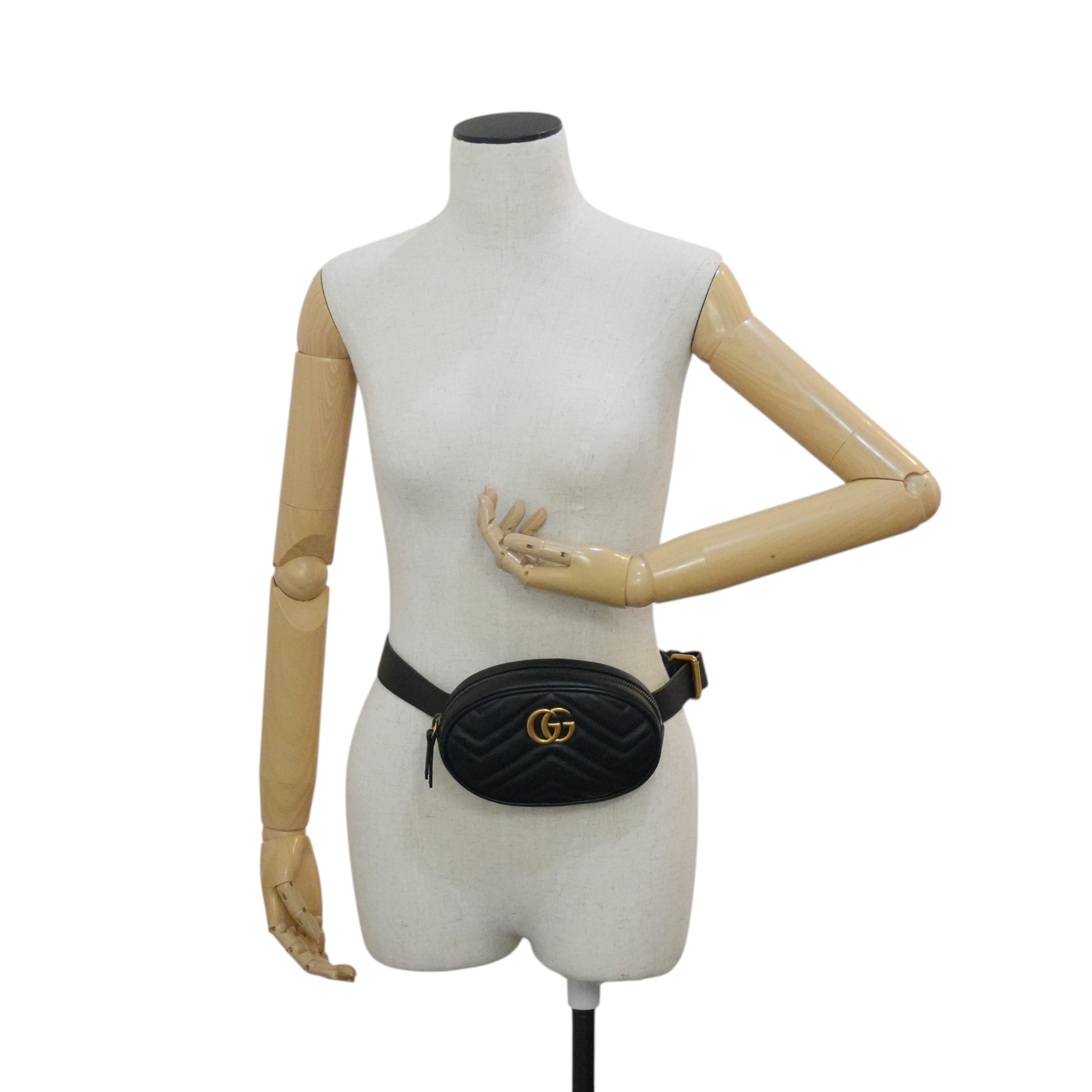 Pre-owned Gucci Marmont Belt Bag Size 85 Black