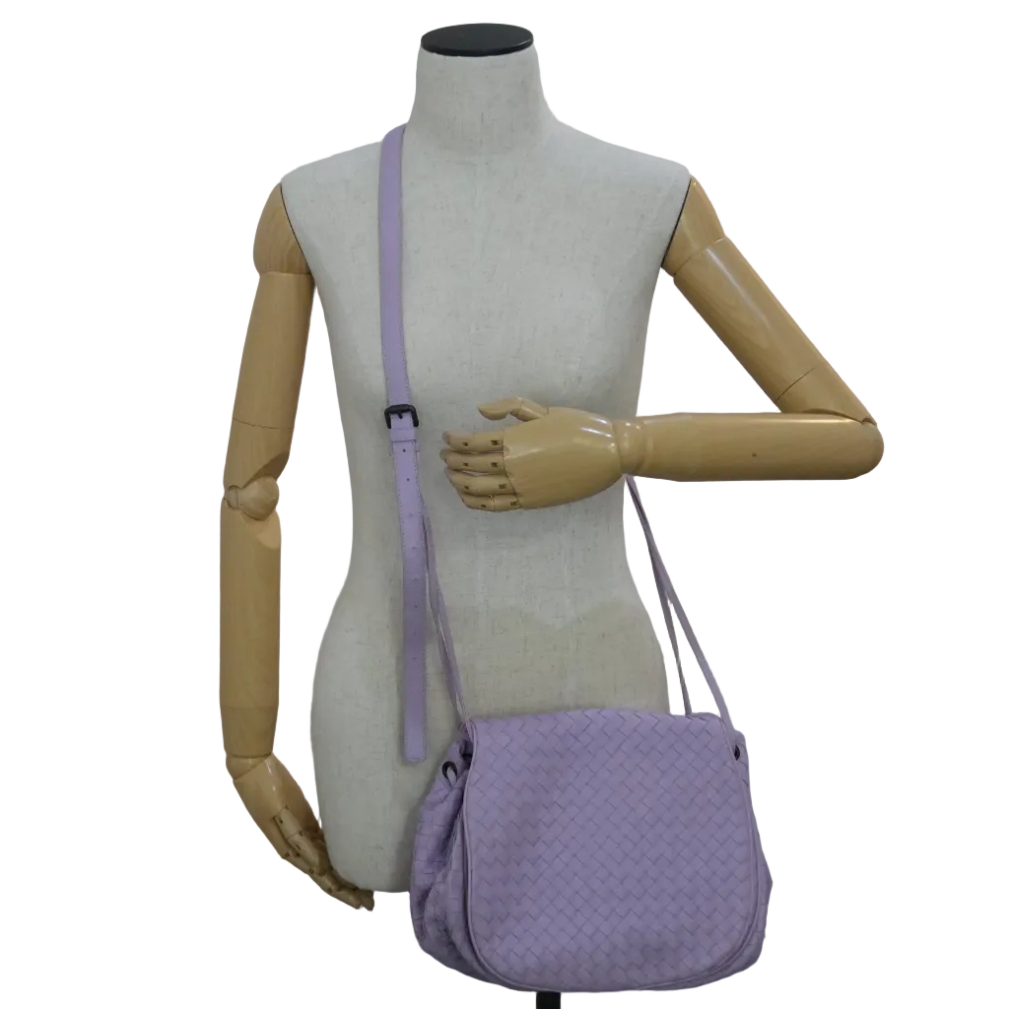 Pre-owned Leather Intrecciato Shoulder Bag Light Purple