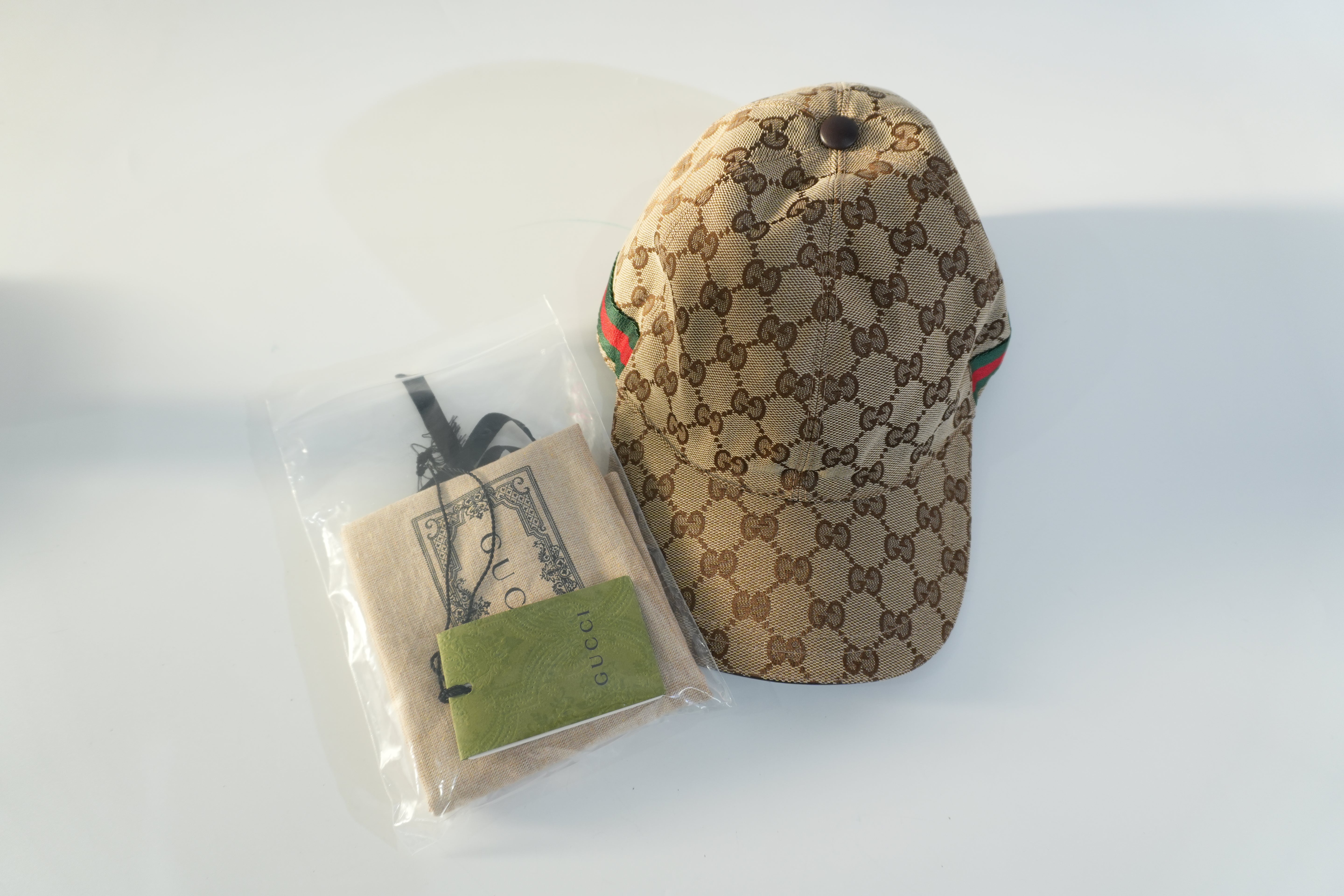 Pre-owned Gucci Ophidia Baseball Cap Size L Brown