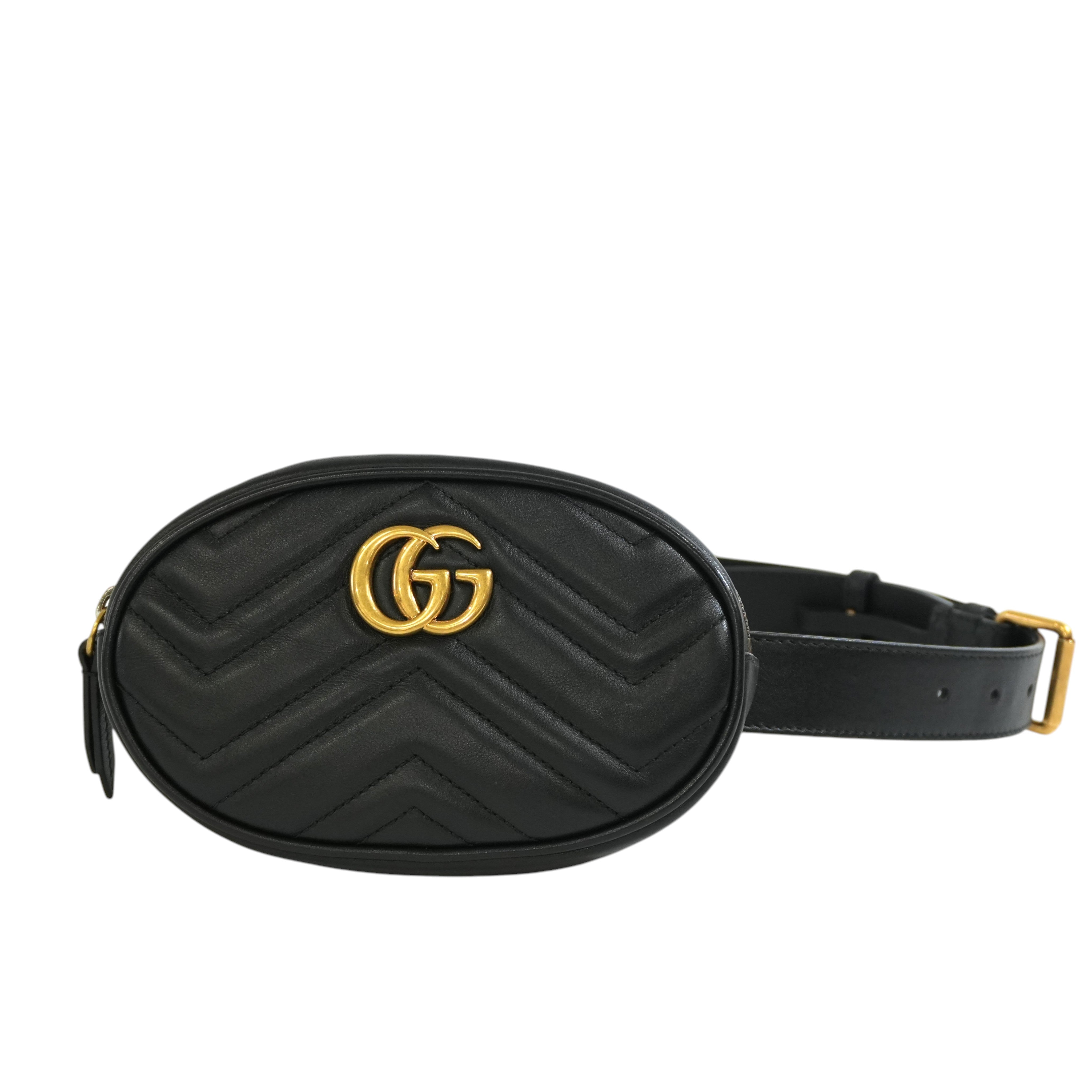 Pre-owned Gucci Marmont Belt Bag Size 85 Black