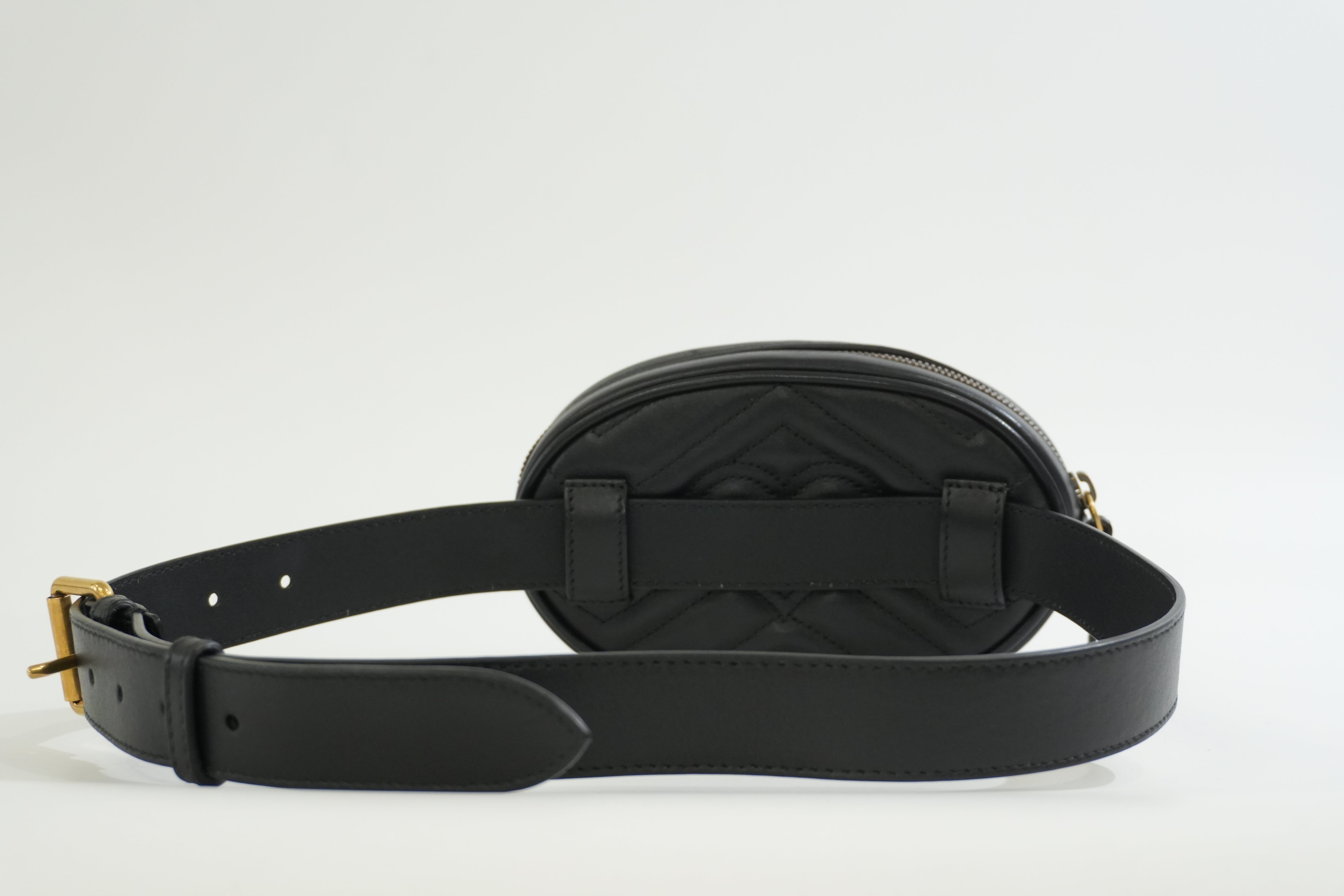 Pre-owned Gucci Marmont Belt Bag Size 85 Black