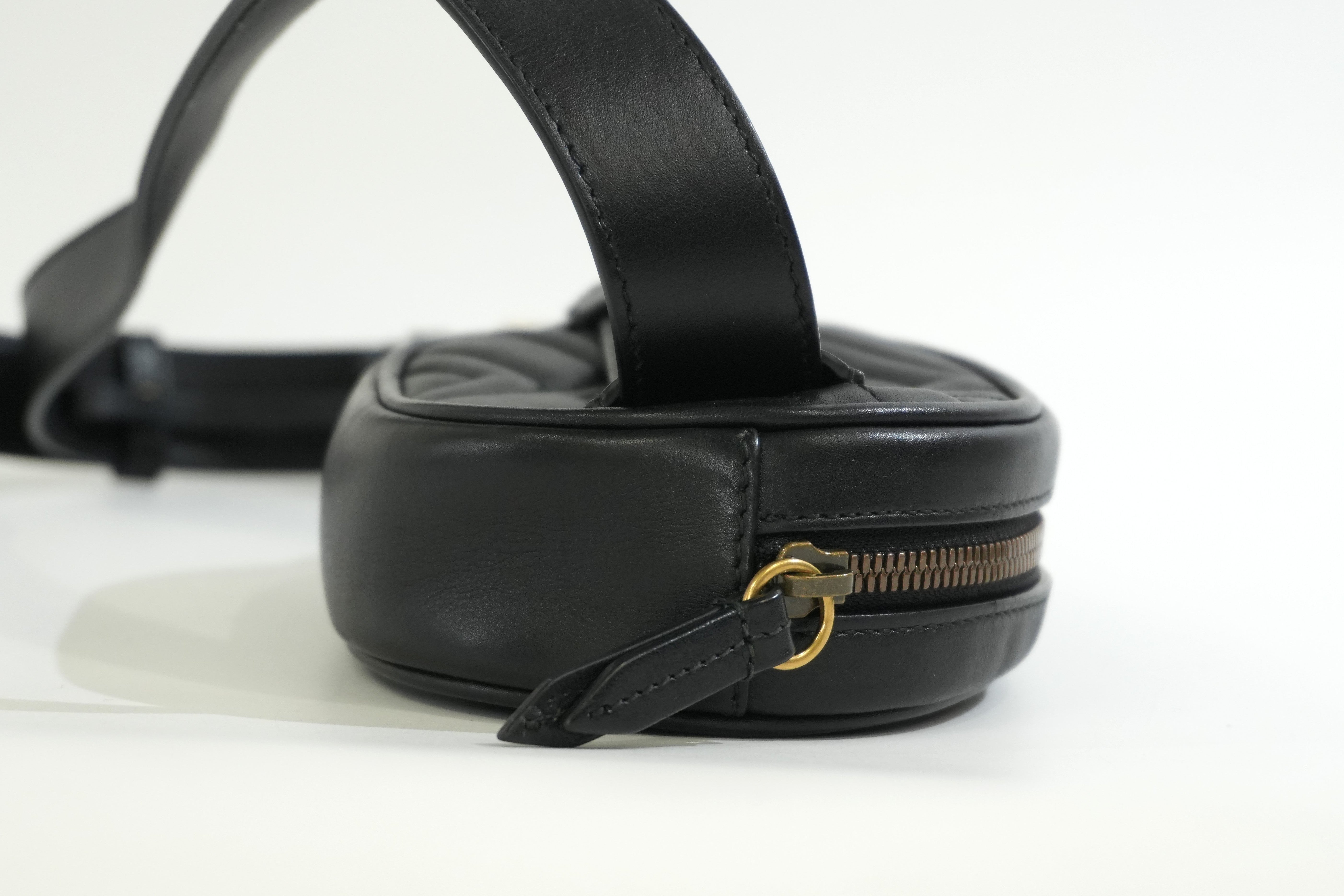Pre-owned Gucci Marmont Belt Bag Size 85 Black