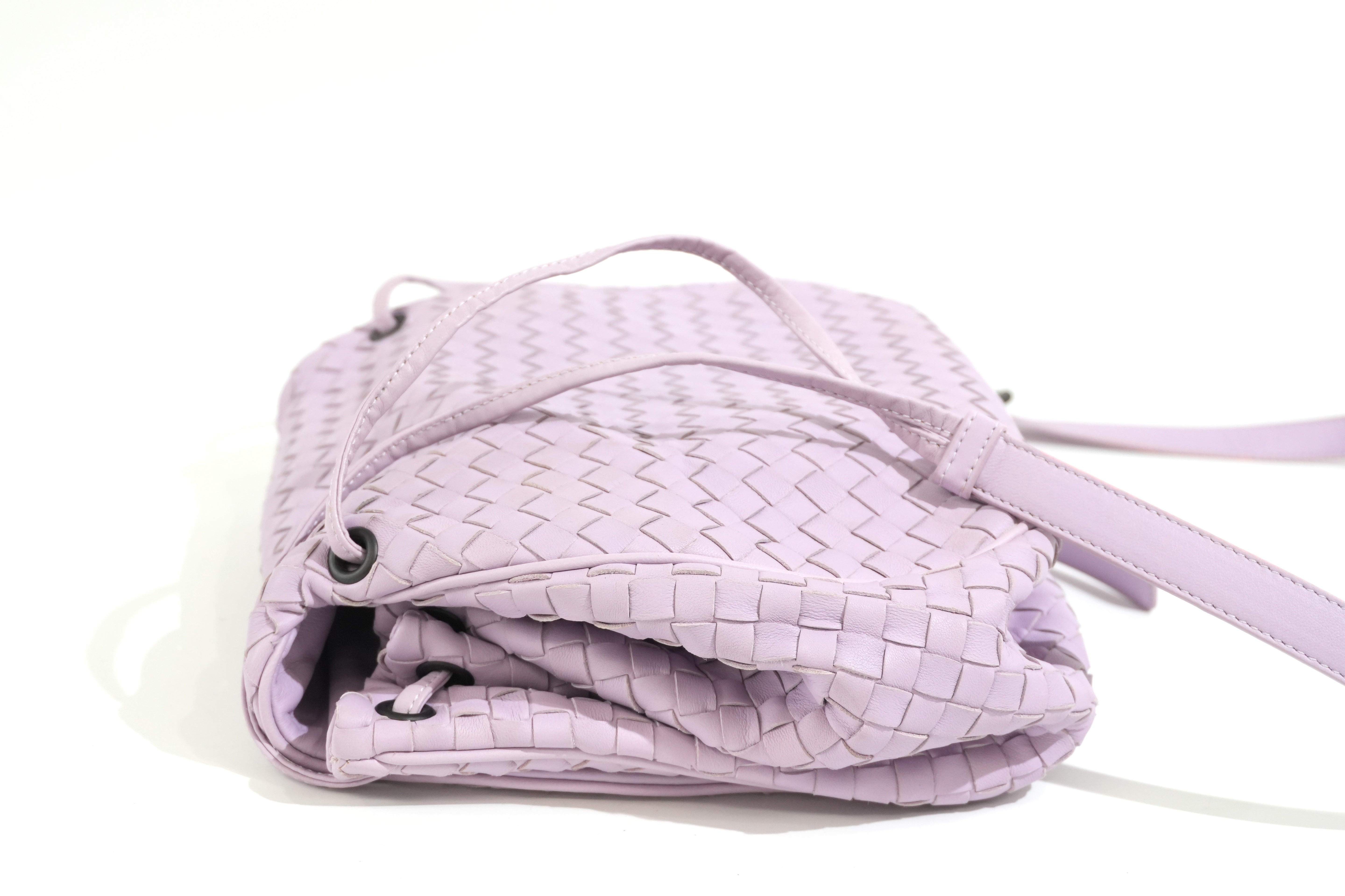 Pre-owned Leather Intrecciato Shoulder Bag Light Purple