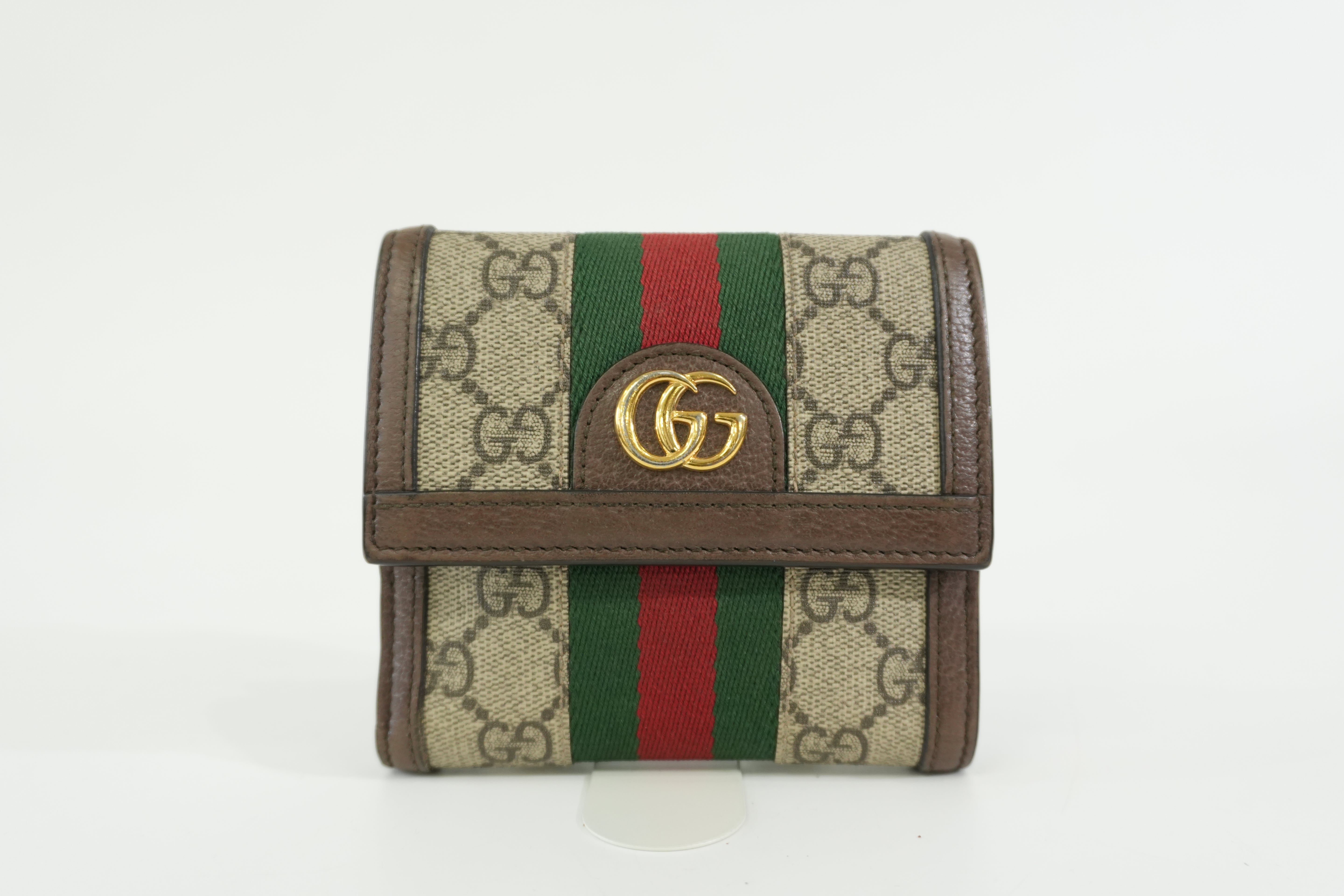 Pre-owned Gucci Ophidia Bifold Wallet Brown