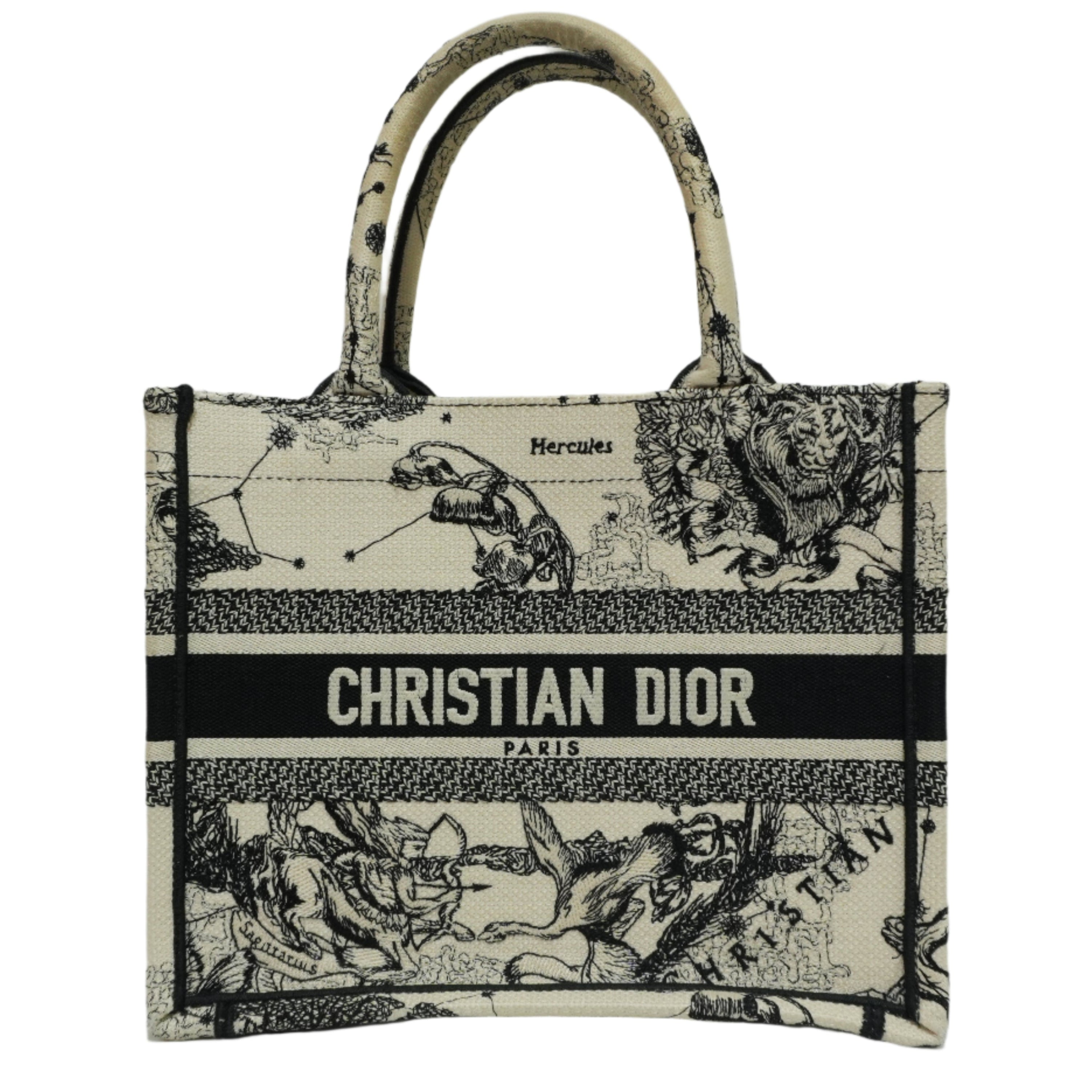 Christian Dior Canvas Small Tote Bag Black and White Used