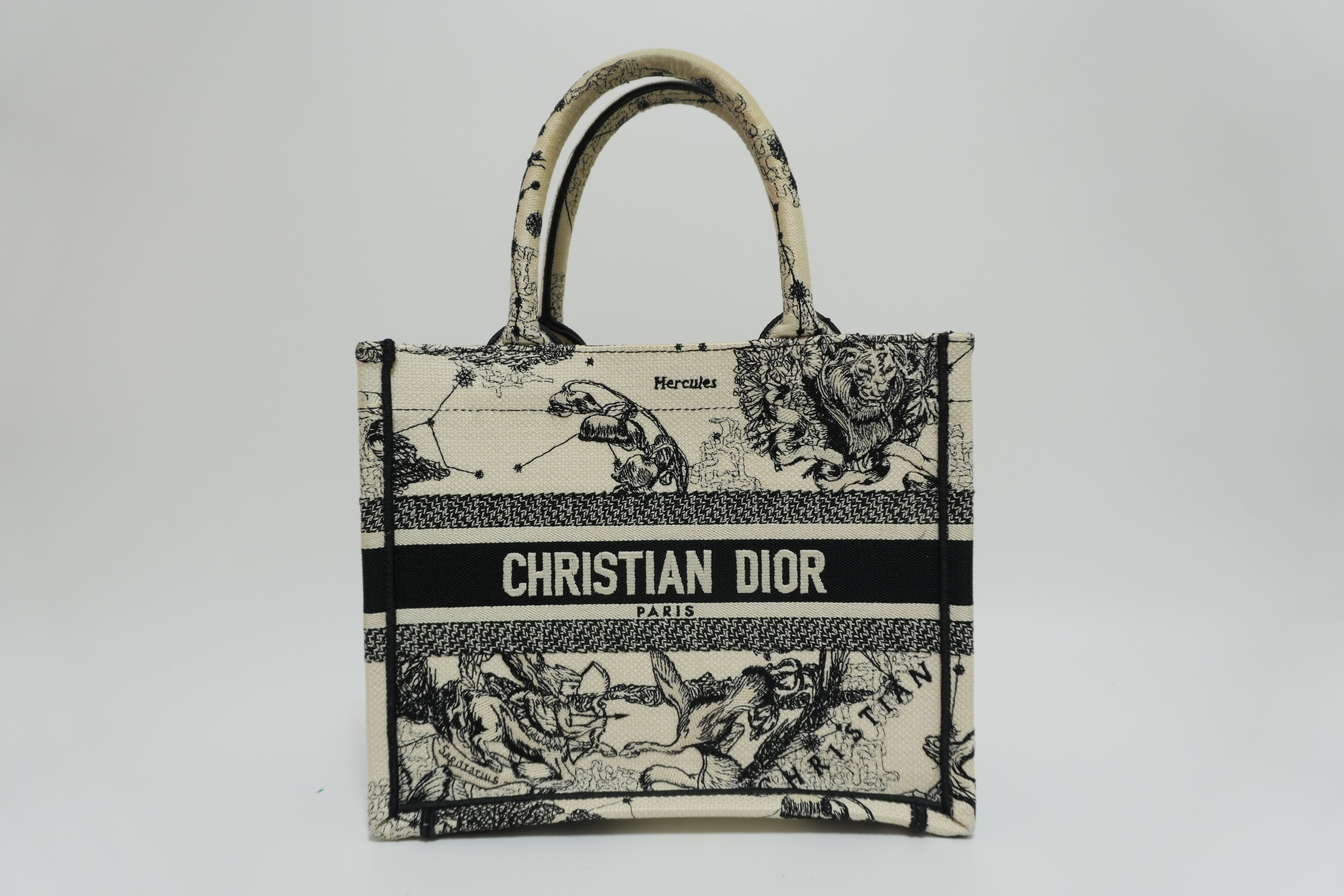 Christian Dior Canvas Small Tote Bag Black and White Used