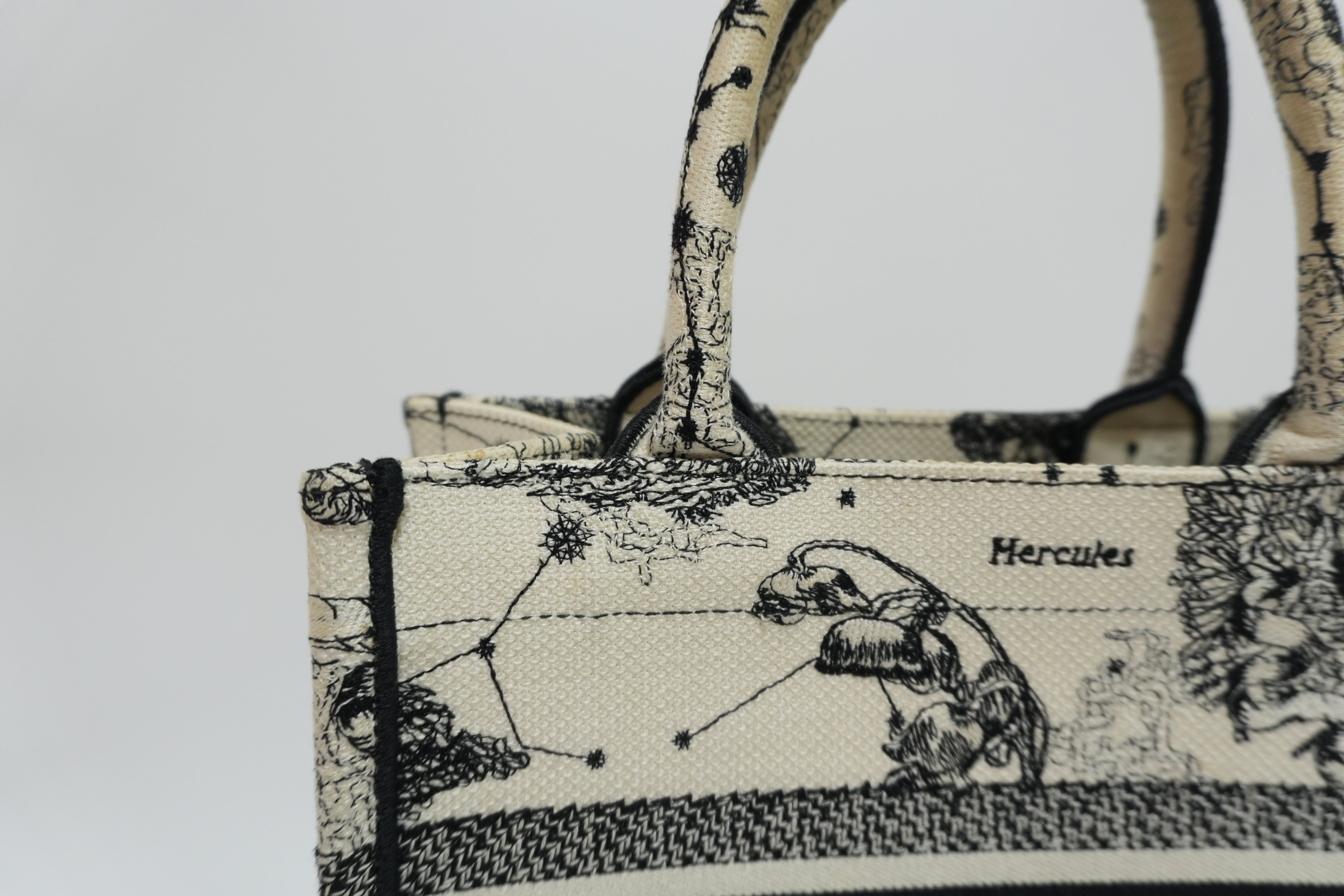 Christian Dior Canvas Small Tote Bag Black and White Used