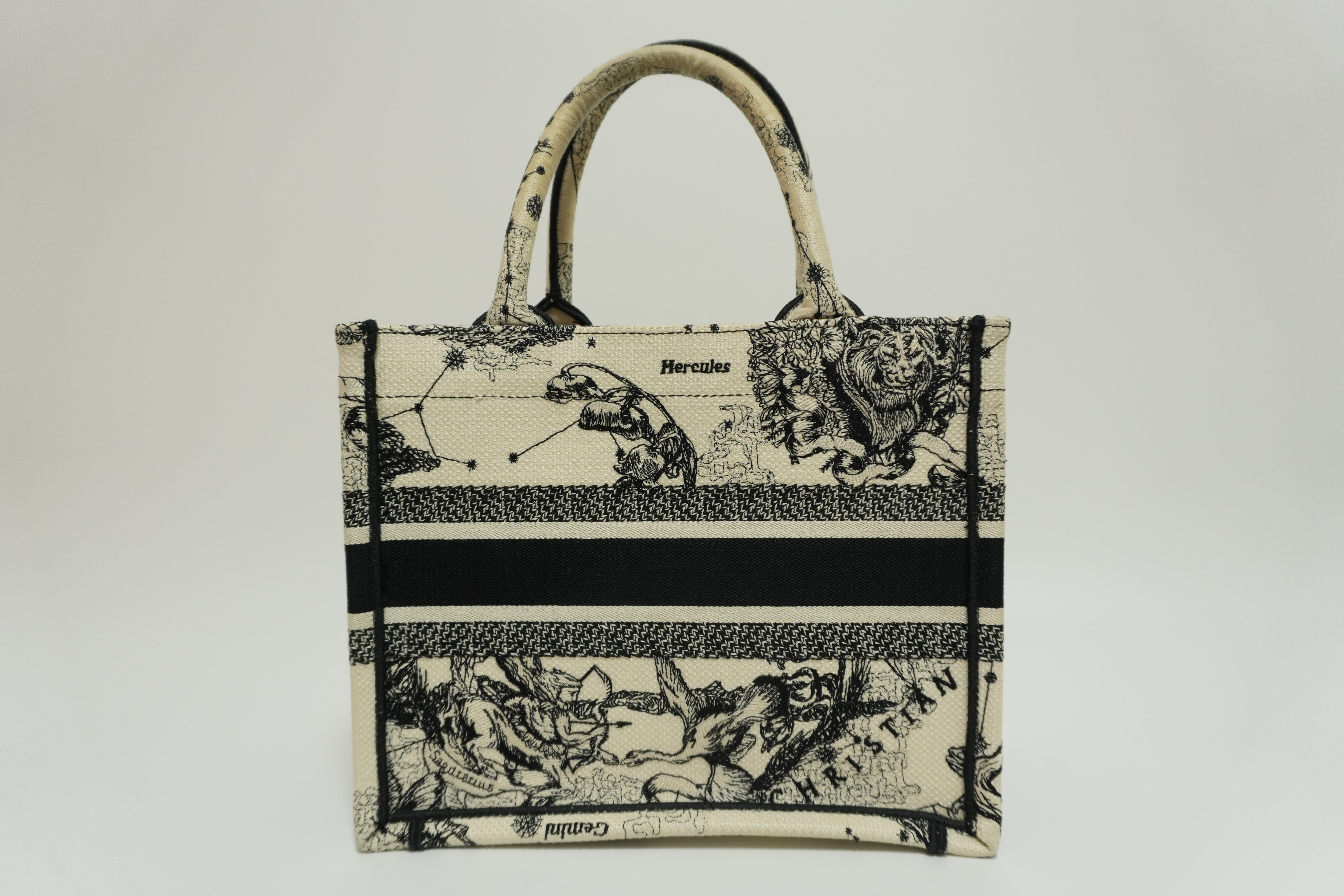 Christian Dior Canvas Small Tote Bag Black and White Used