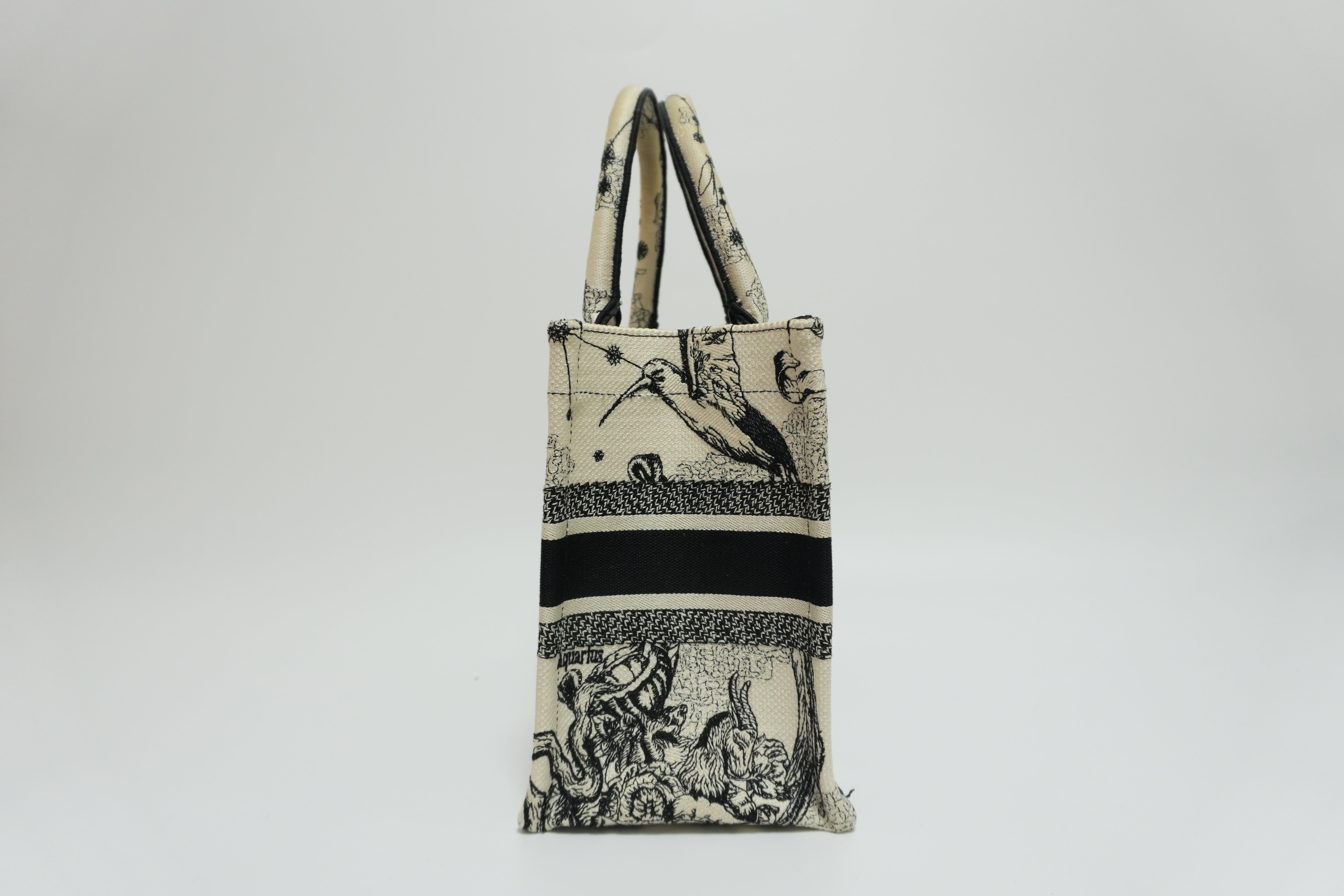 Christian Dior Canvas Small Tote Bag Black and White Used