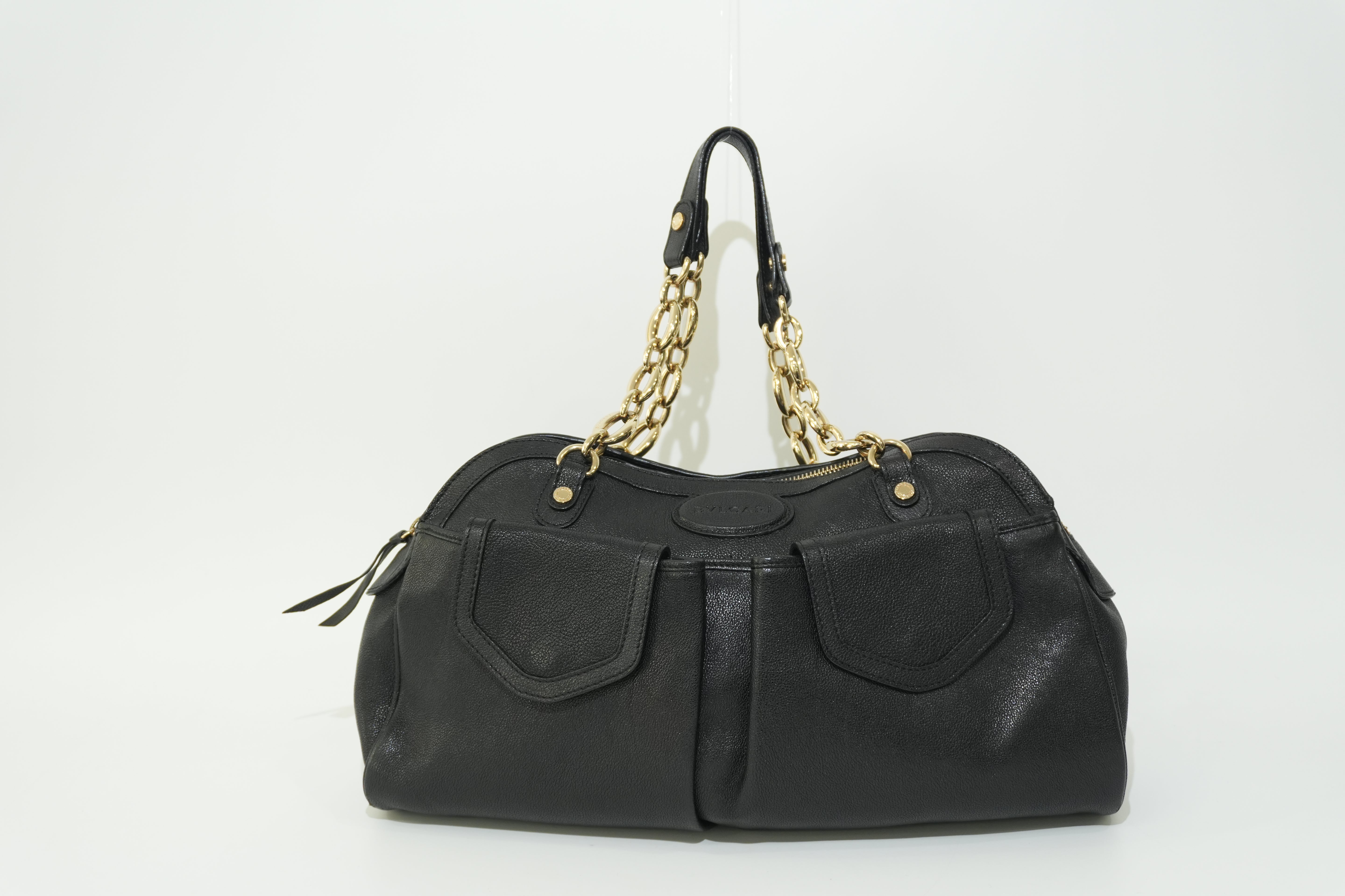 Pre-owned Bvlgari Leather Tote Bag Black