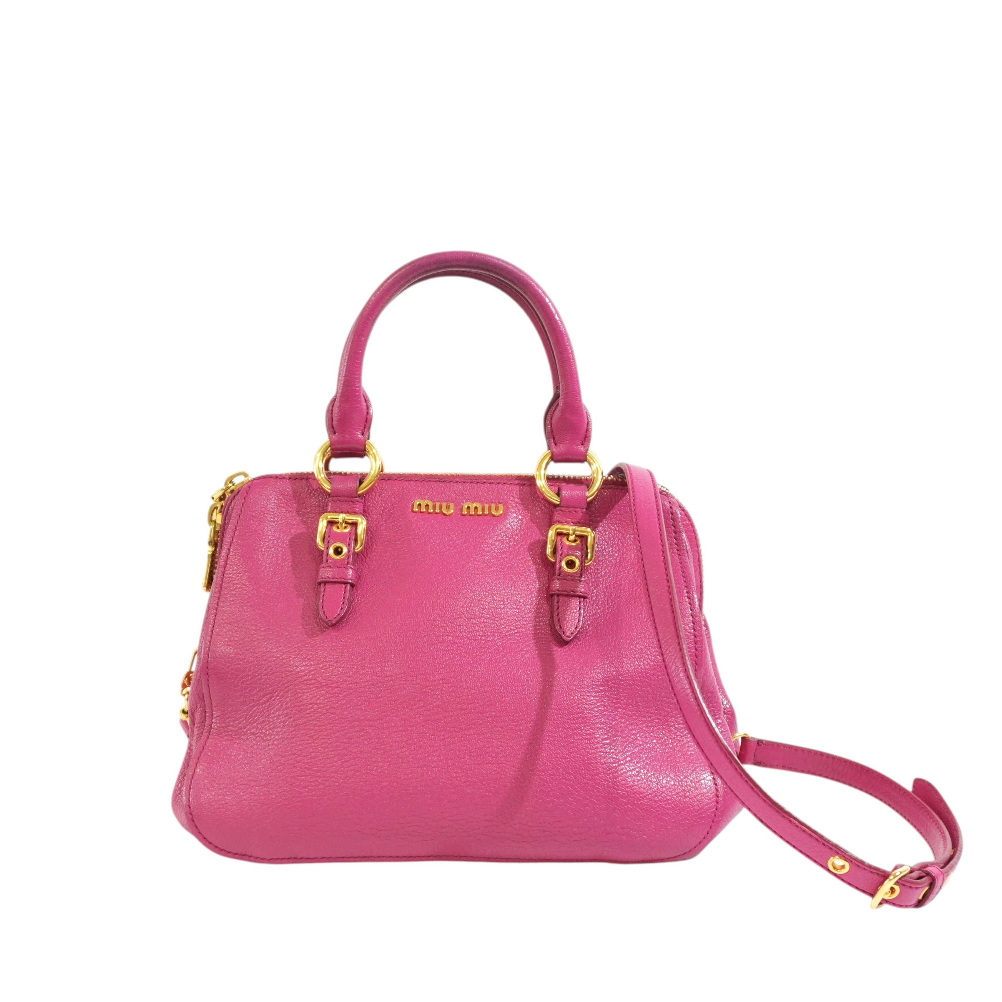 Pre-owned Miu Miu Two Way Madras Shoulder Bag Pink