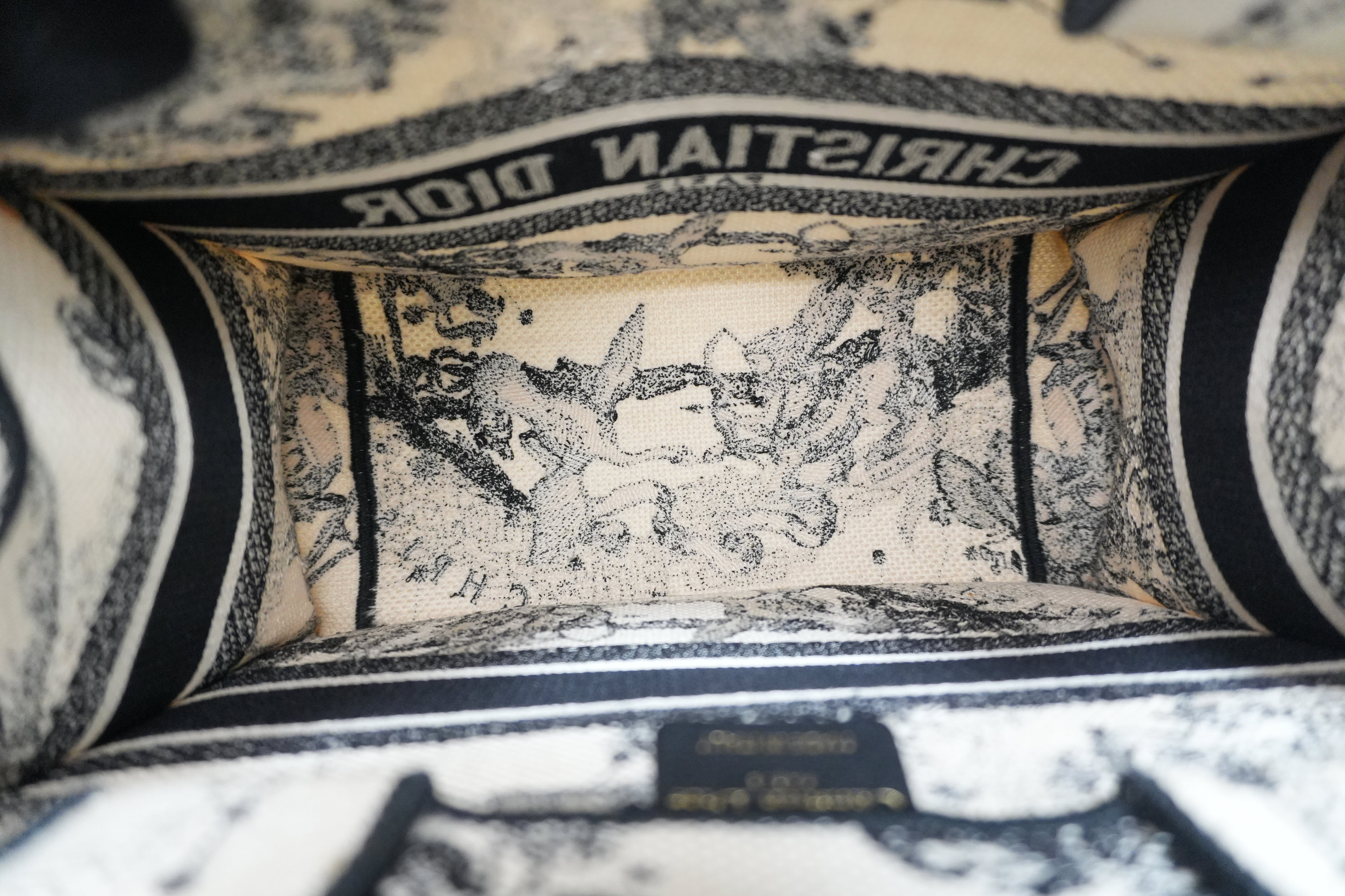 Christian Dior Canvas Small Tote Bag Black and White Used