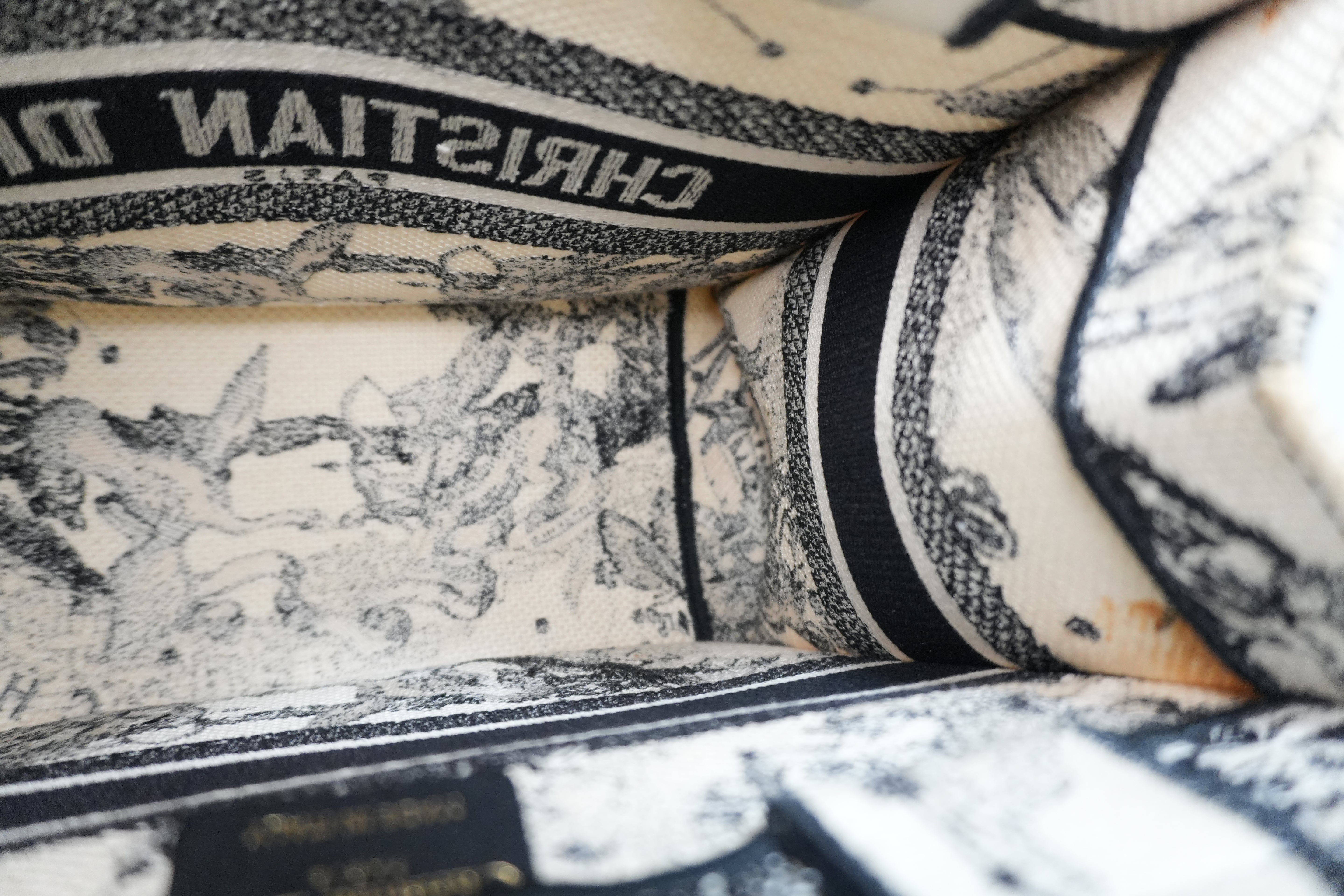 Christian Dior Canvas Small Tote Bag Black and White Used