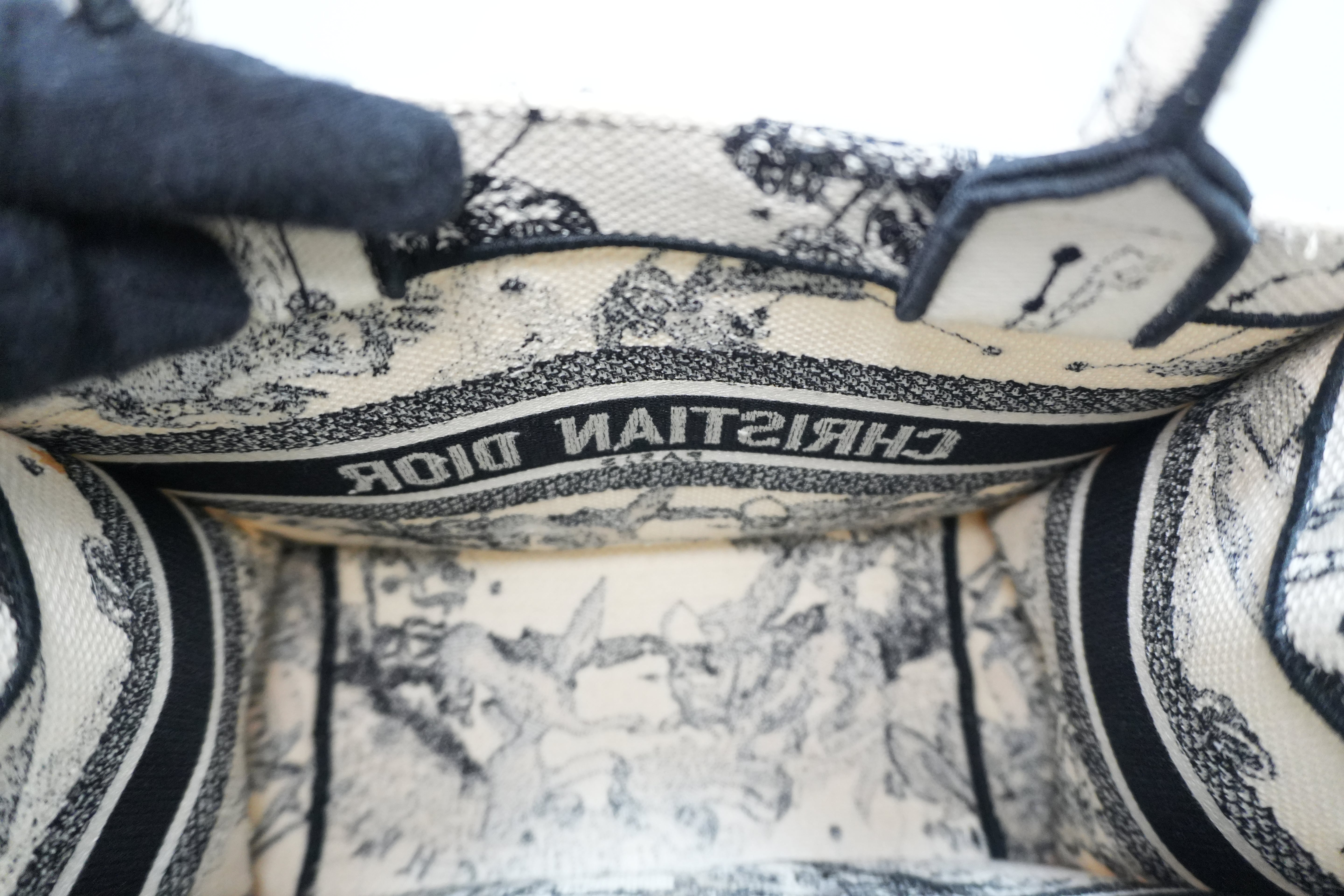 Christian Dior Canvas Small Tote Bag Black and White Used