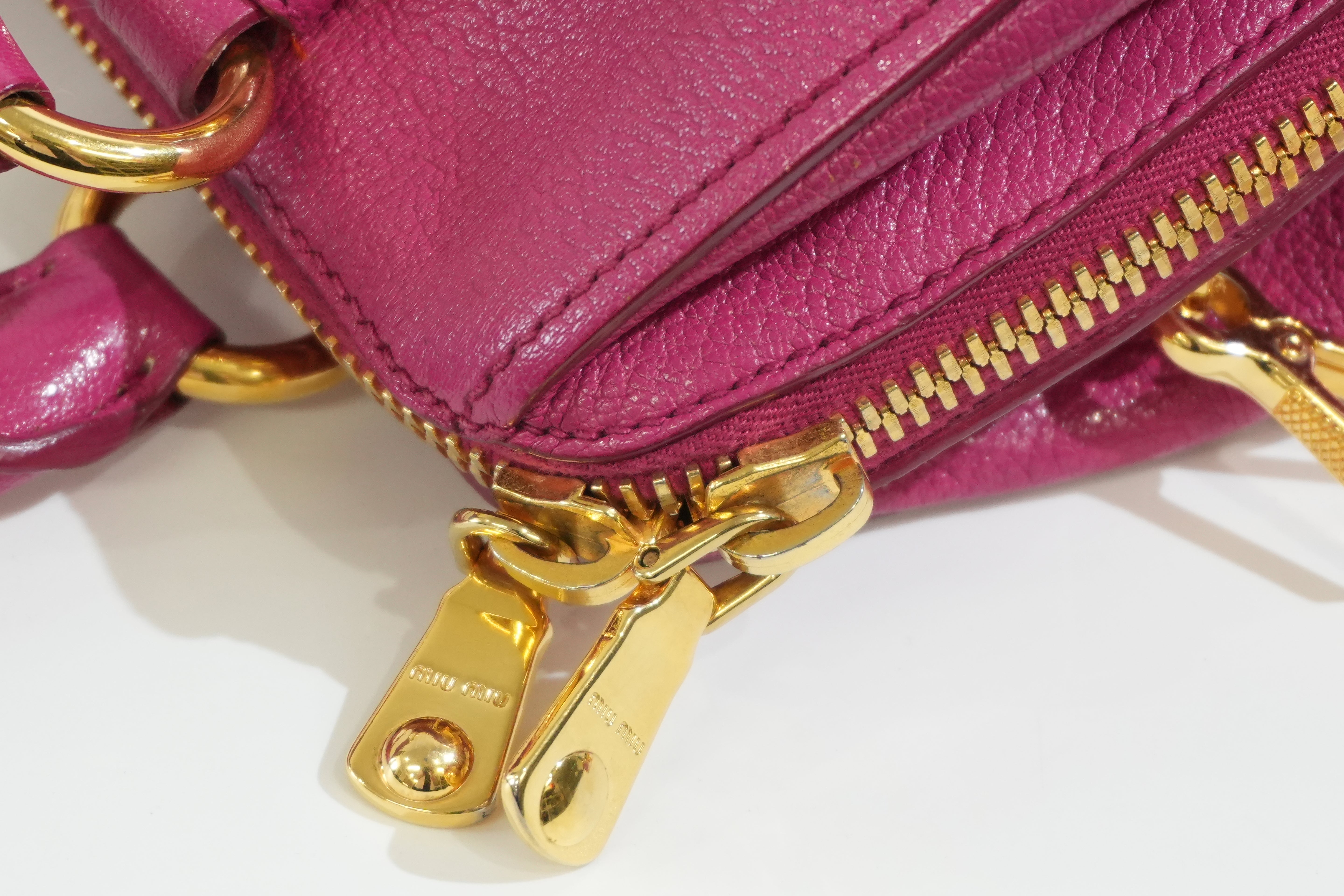 Pre-owned Miu Miu Two Way Madras Shoulder Bag Pink