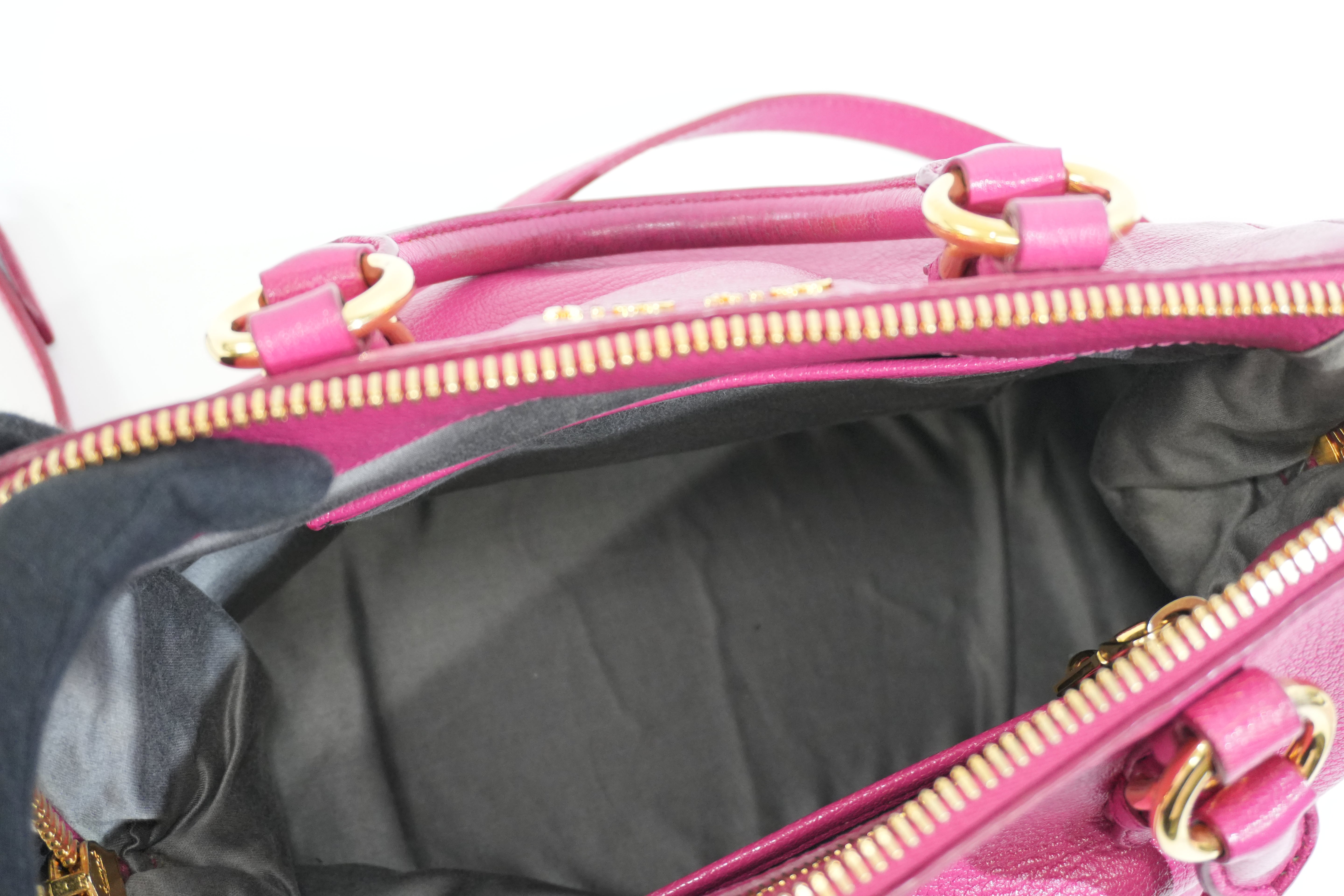 Pre-owned Miu Miu Two Way Madras Shoulder Bag Pink