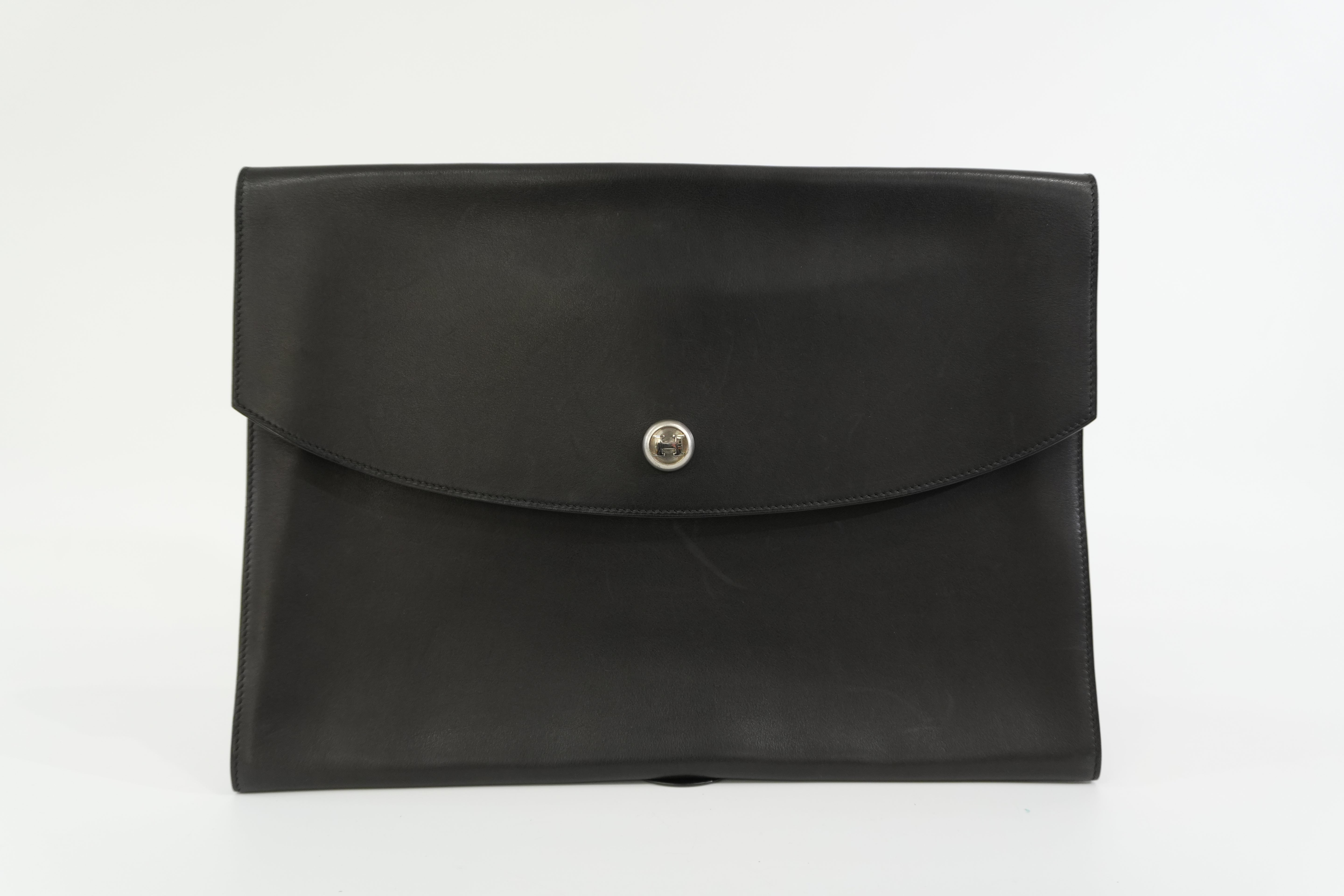 Pre-owned Hermes Leather Clutch Bag Black