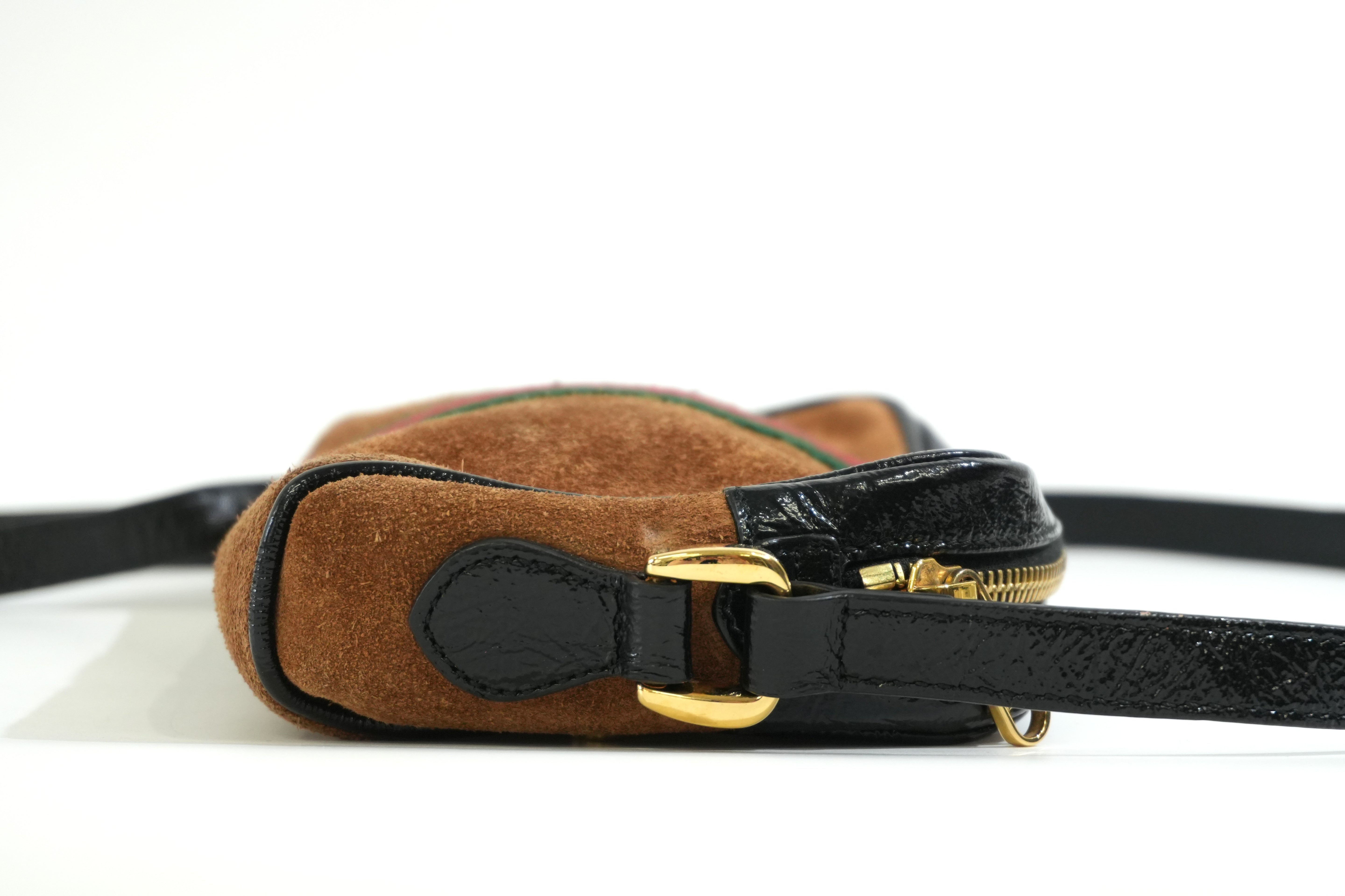 Pre-owned Gucci Suede Crossbody Bag Brown