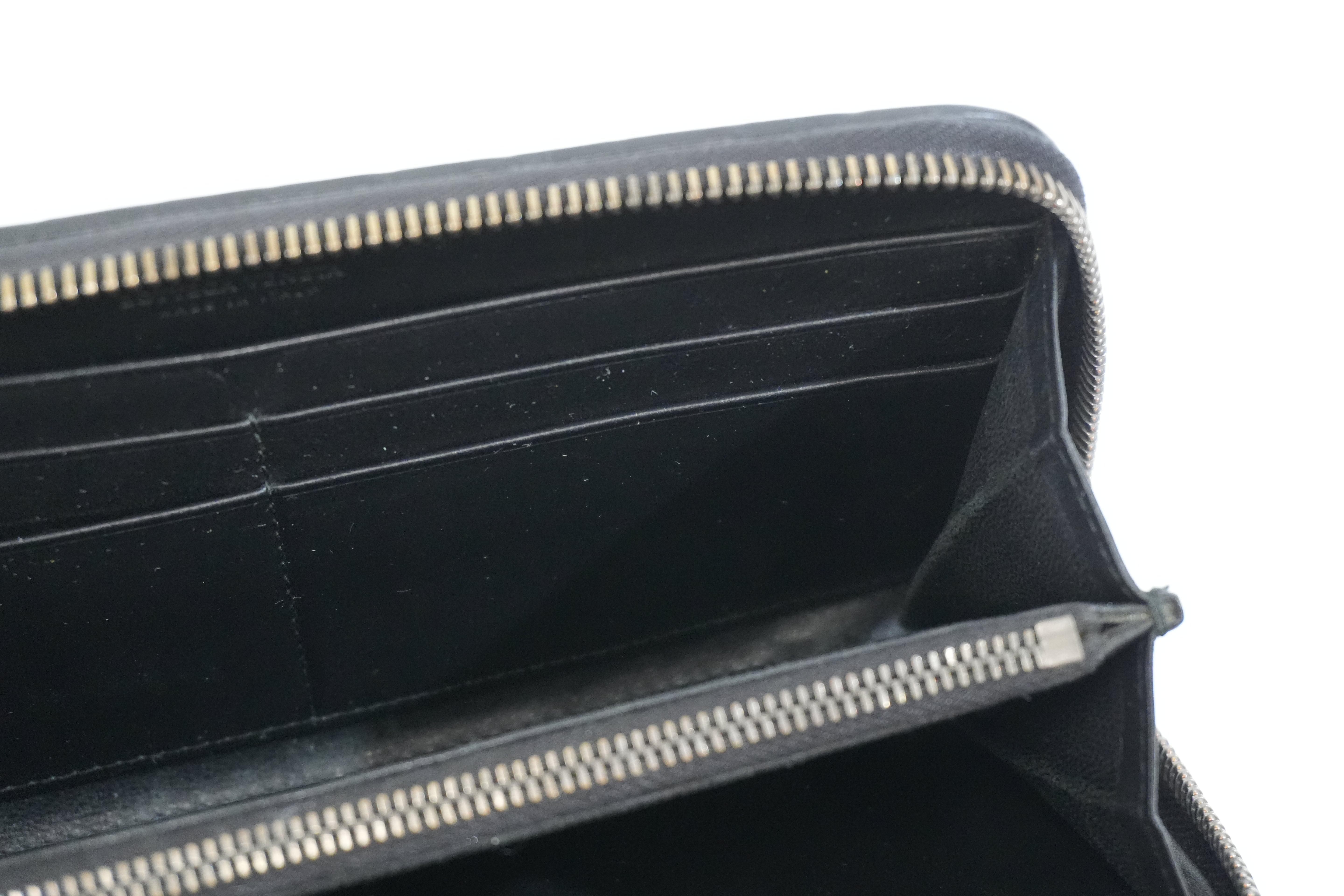 Pre-owned Bottega Intercciato Zippy Long Wallet Black