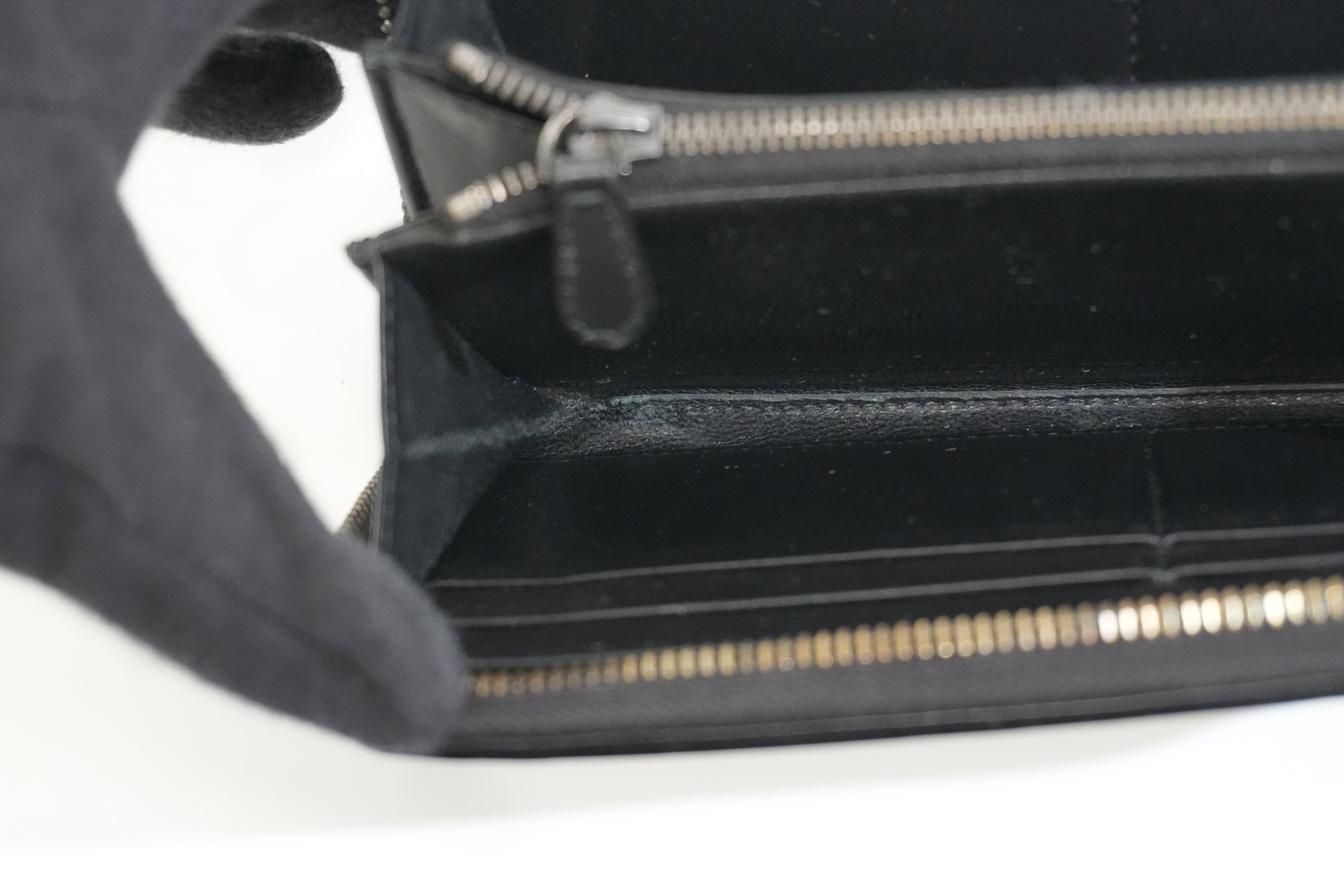 Pre-owned Bottega Intercciato Zippy Long Wallet Black