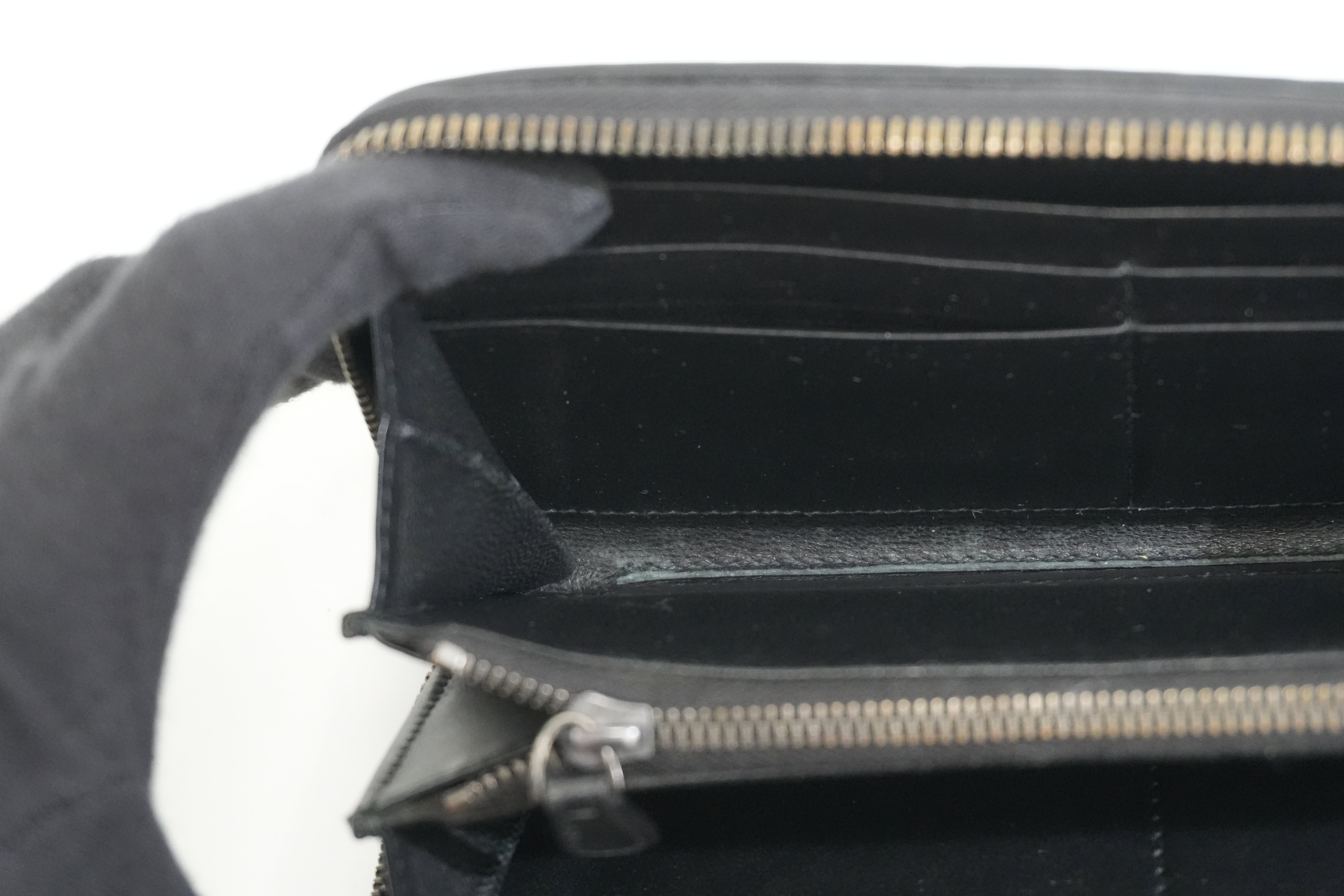 Pre-owned Bottega Intercciato Zippy Long Wallet Black