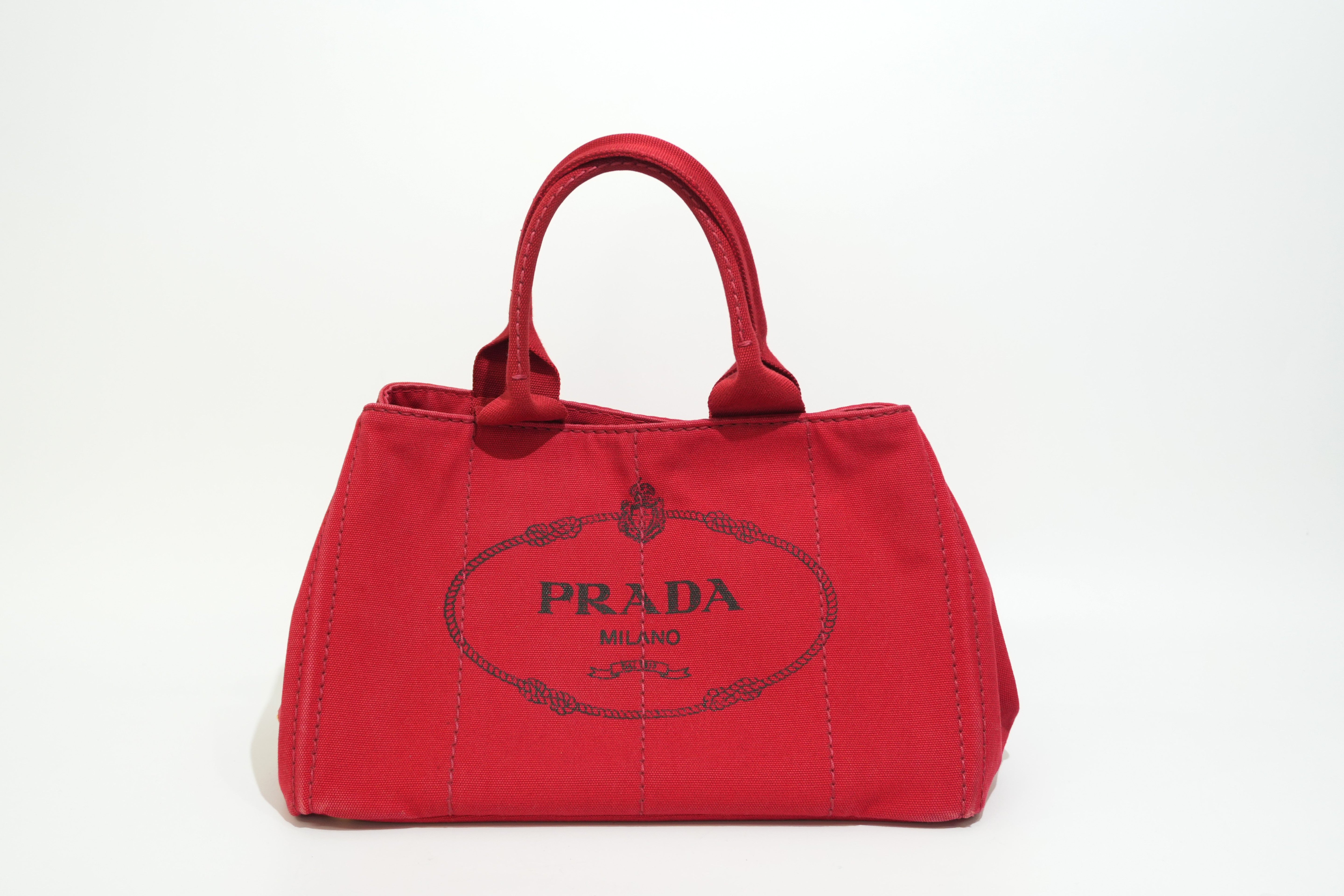 Pre-owned Prada Canapa Handbag Red