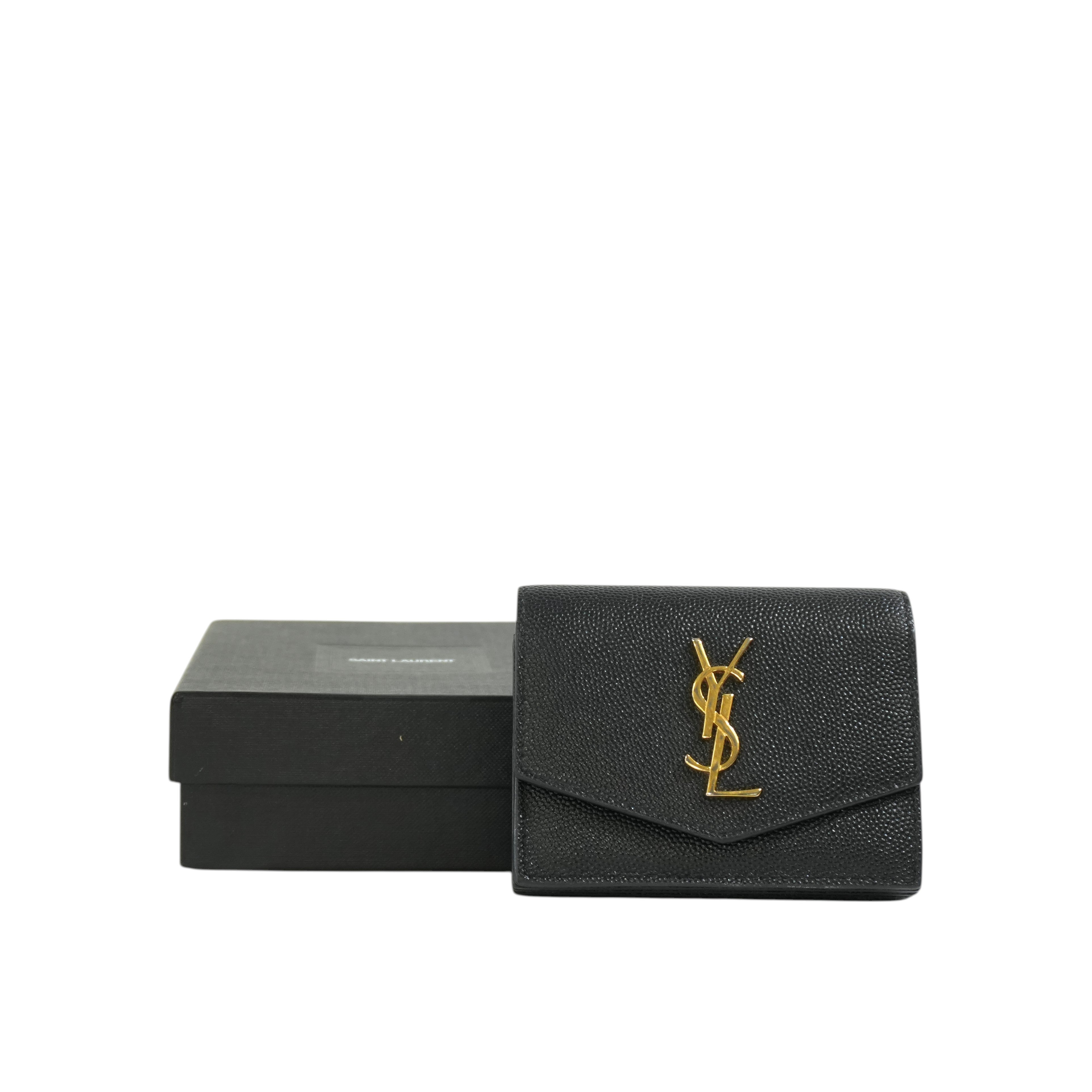 Pre-owned Saint Laurent Compact Wallet Black
