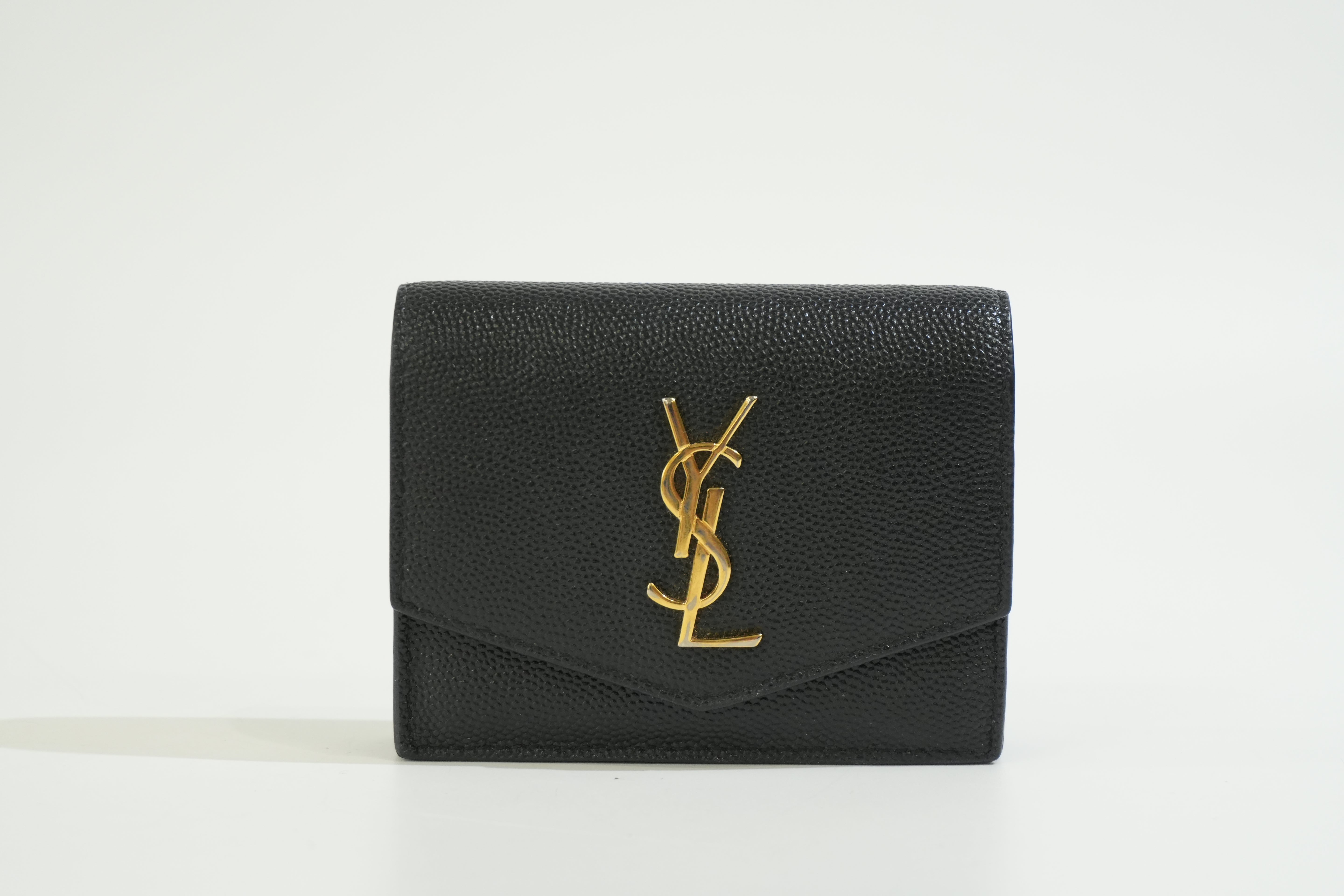 Pre-owned Saint Laurent Compact Wallet Black