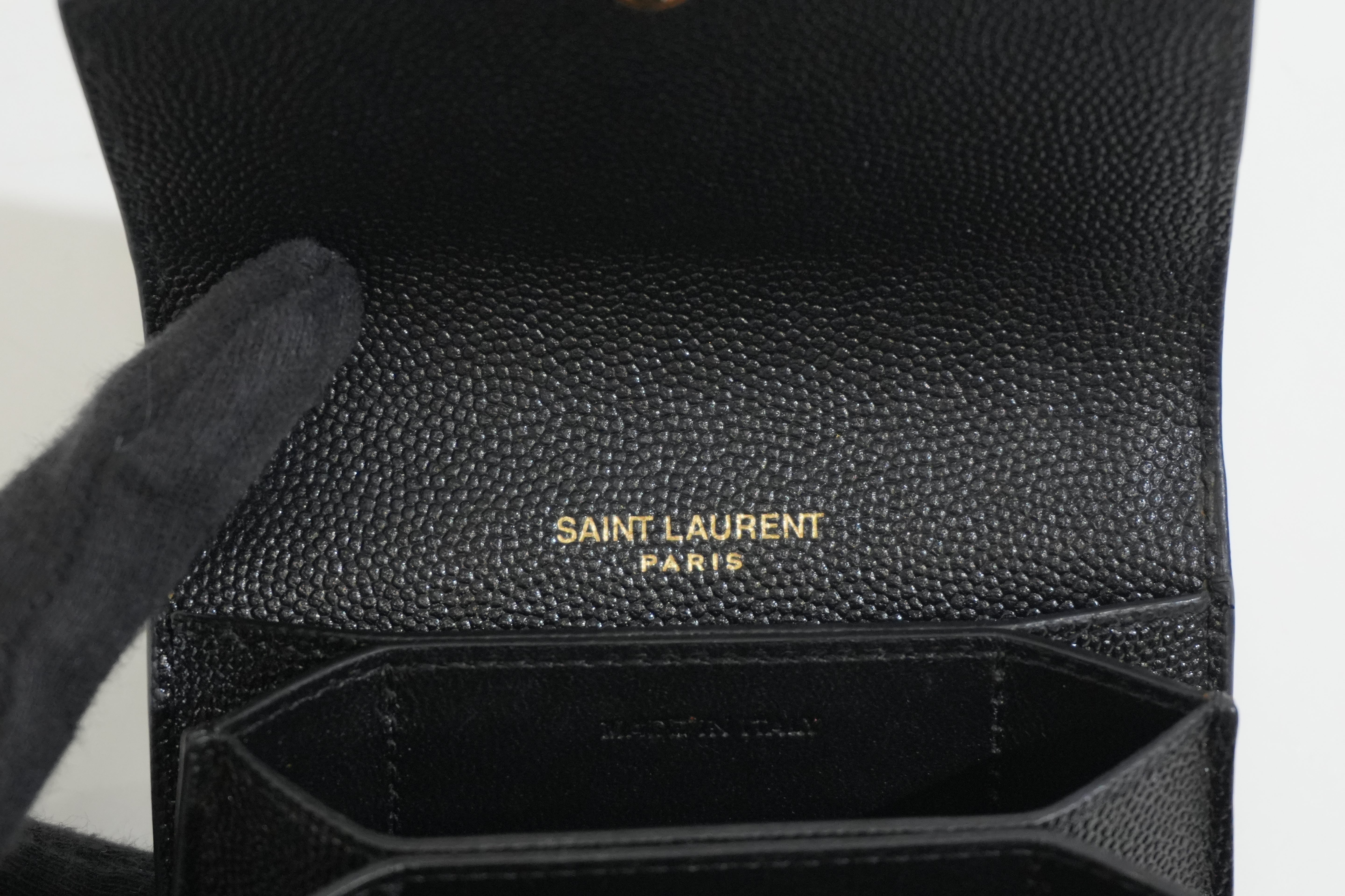 Pre-owned Saint Laurent Compact Wallet Black